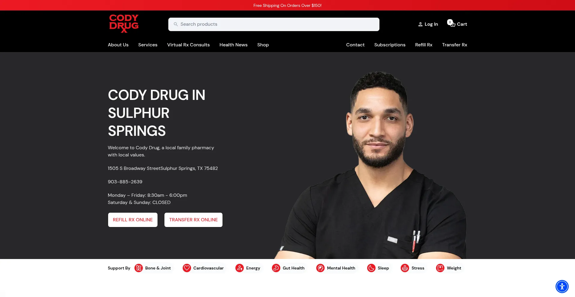 Website screenshot of Codydrugrx.com