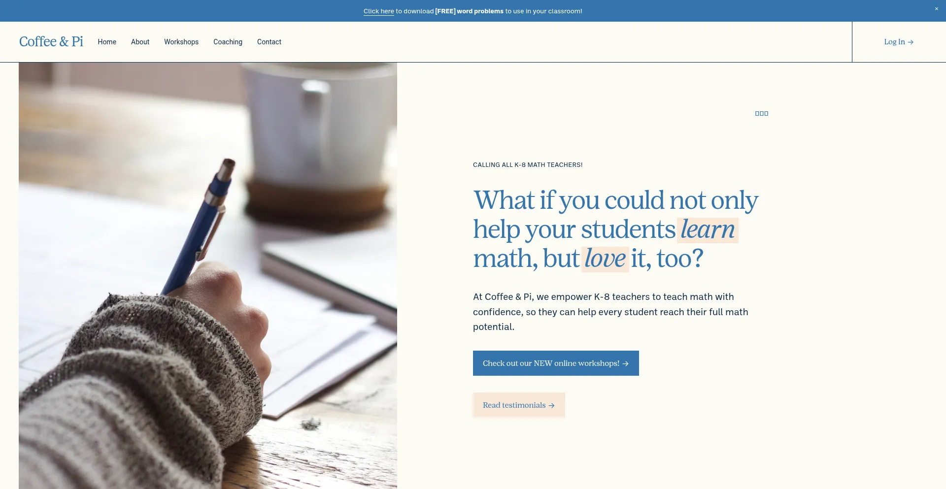 Website screenshot of Coffeeandpi.com