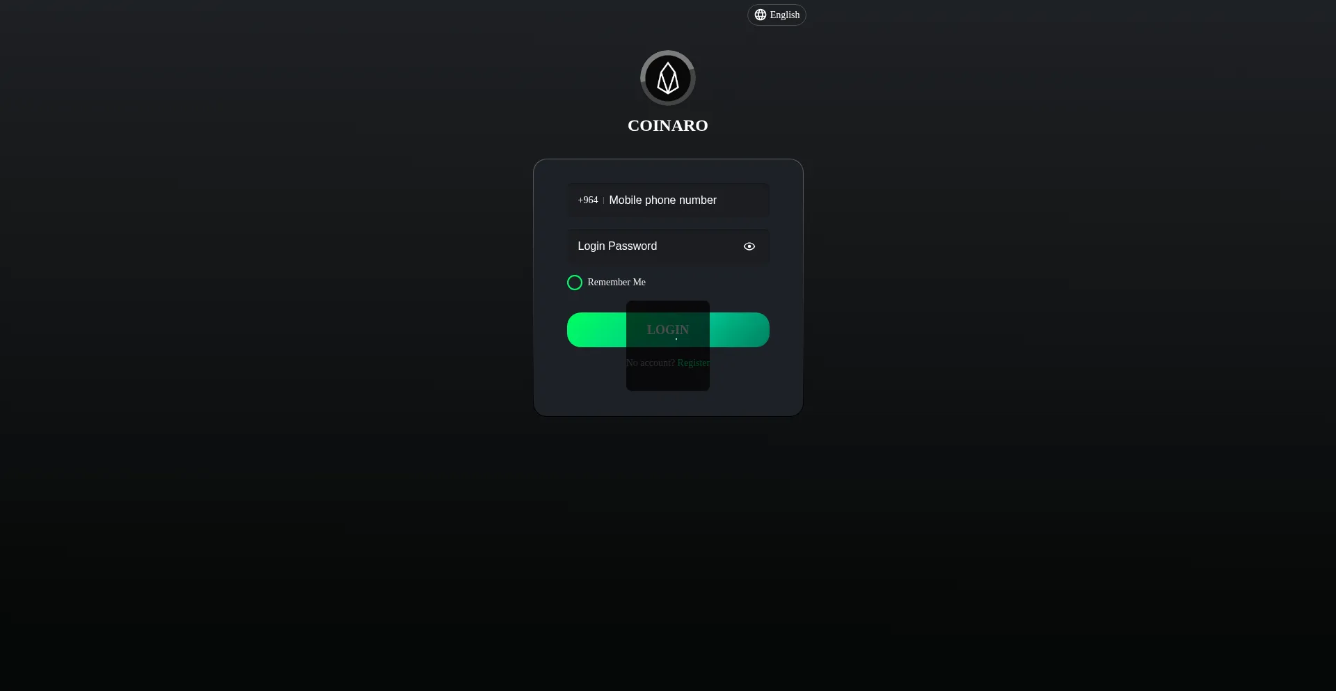 Website screenshot of Coinaru.com