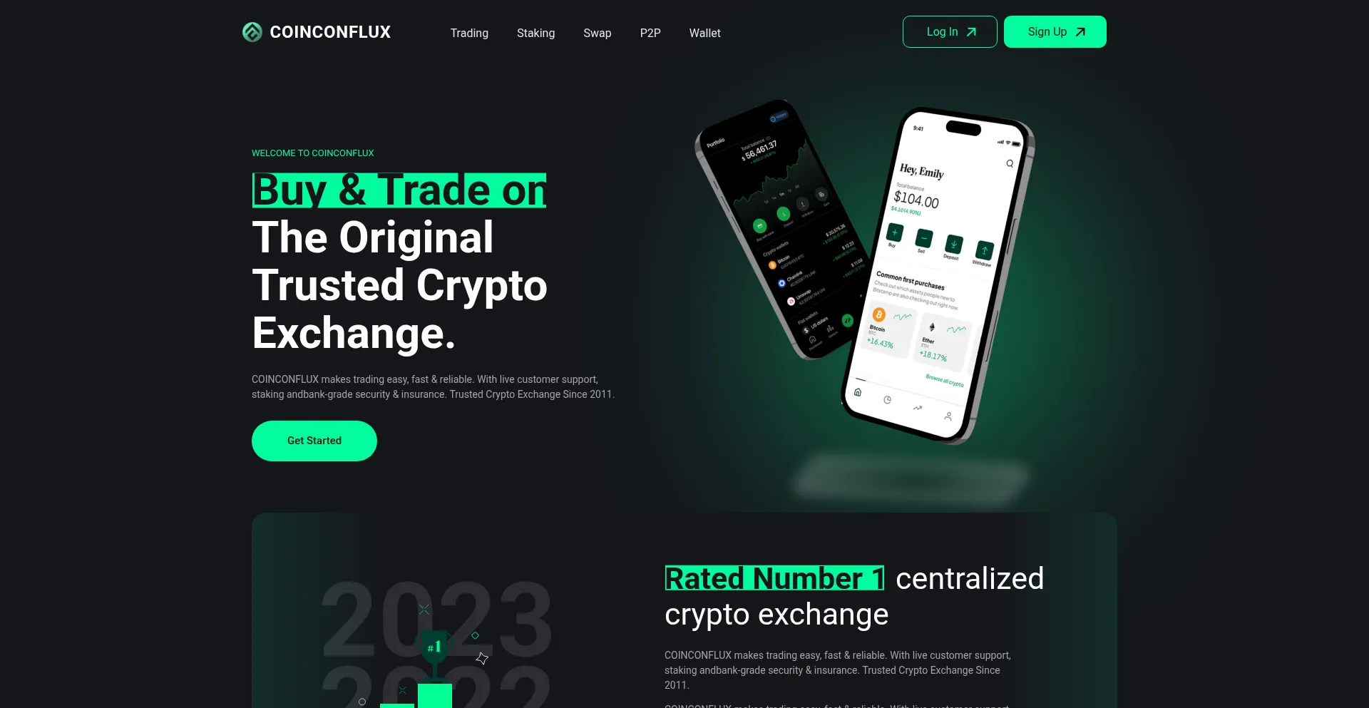 Website screenshot of Coinconflux.com