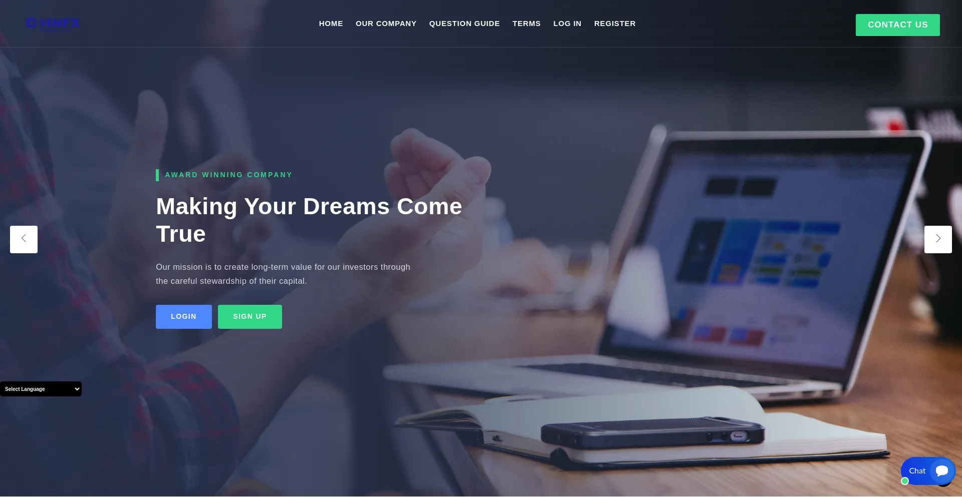 Website screenshot of Coinfxtradinghub.com