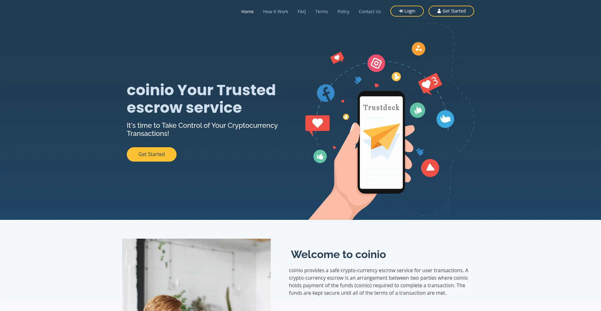 Website screenshot of Coinio.pro