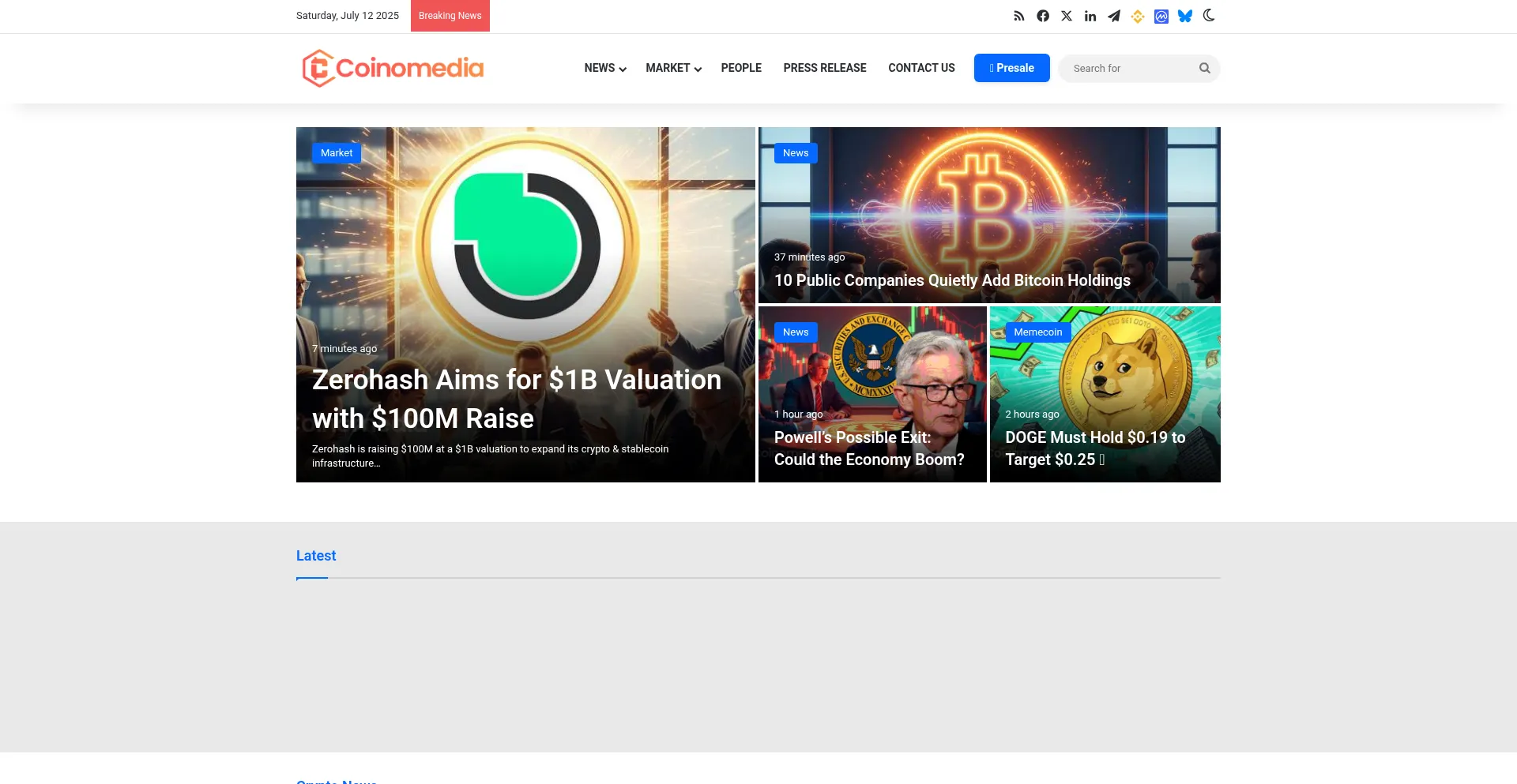 Website screenshot of Coinomedia.com