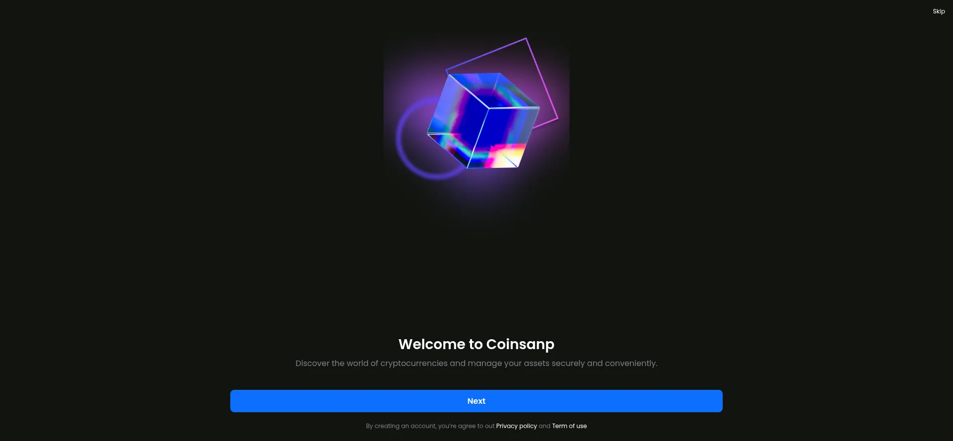 Website screenshot of Coinsanp.com
