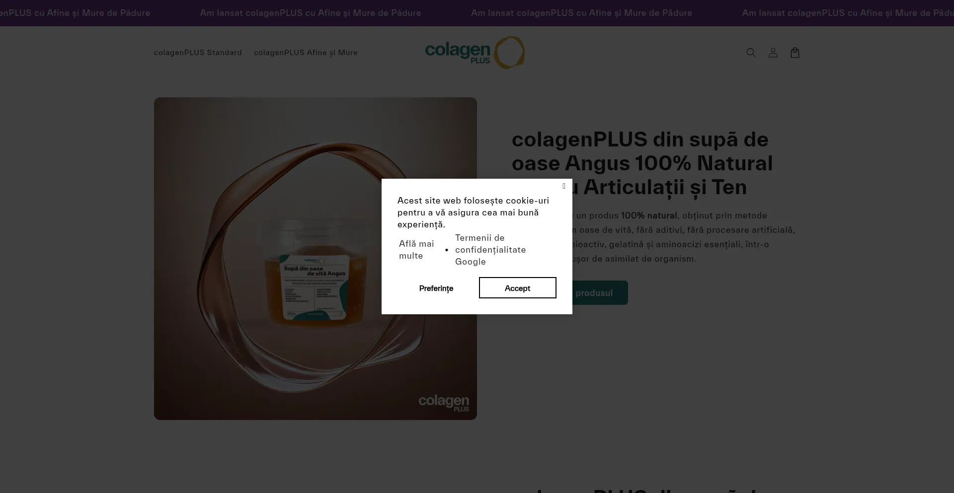 Website screenshot of Colagenplus.ro