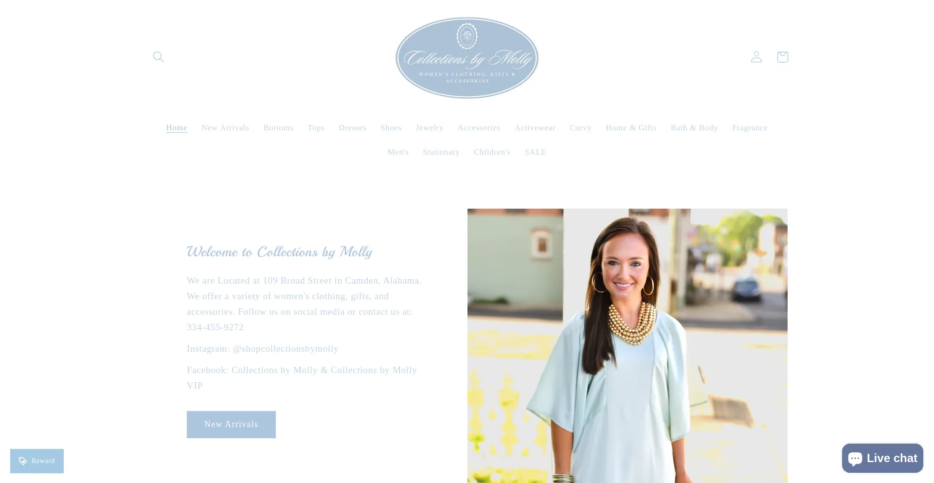 Website screenshot of Collectionsbymolly.com
