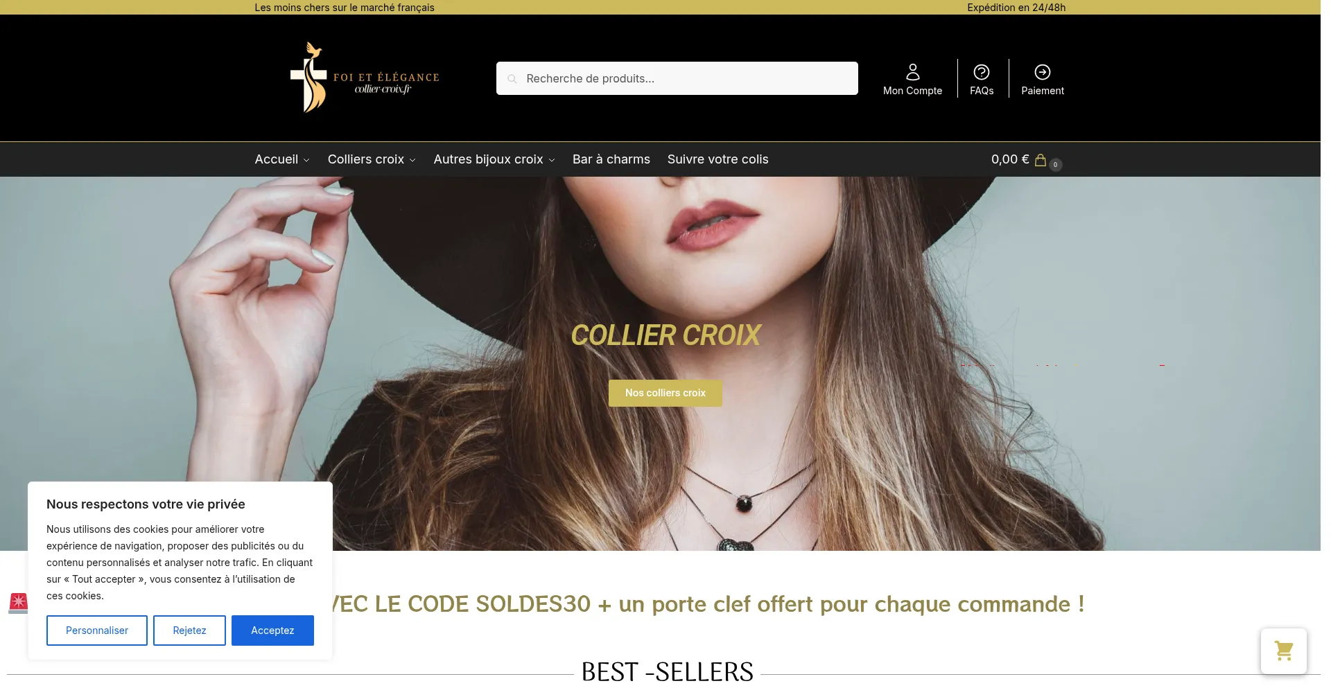Website screenshot of Collier-croix.fr