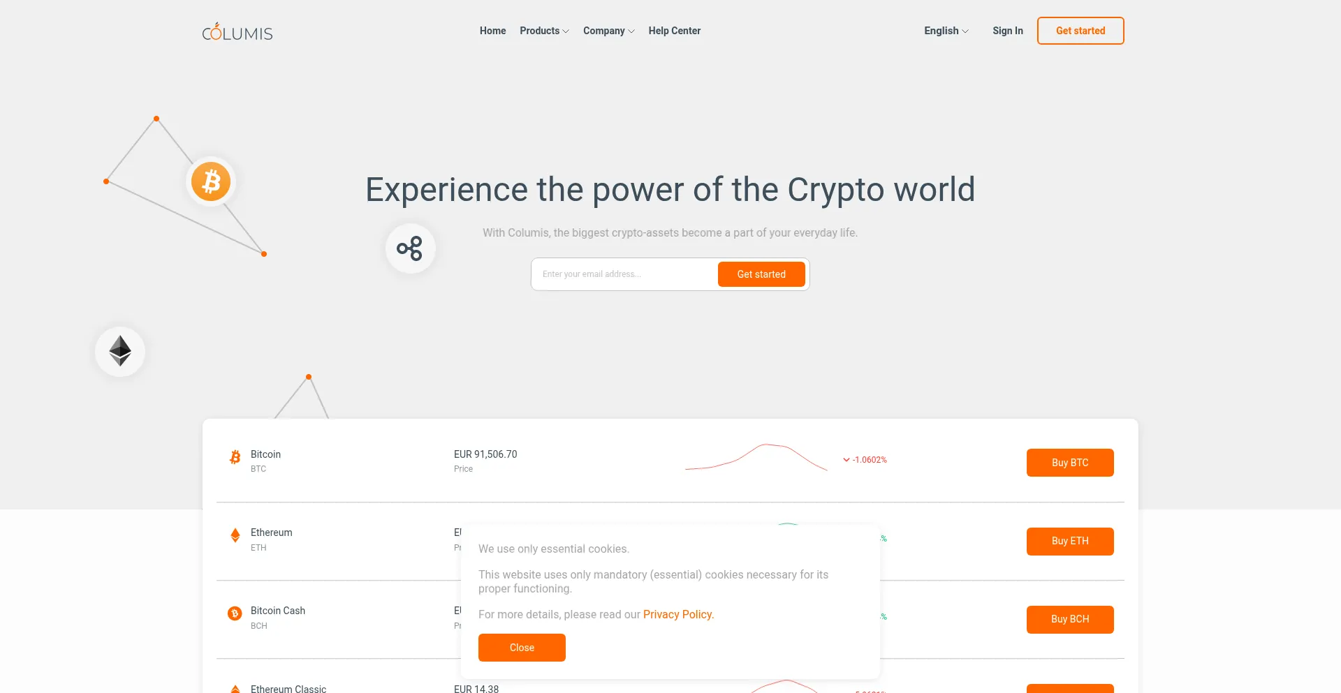 Website screenshot of Columis.com