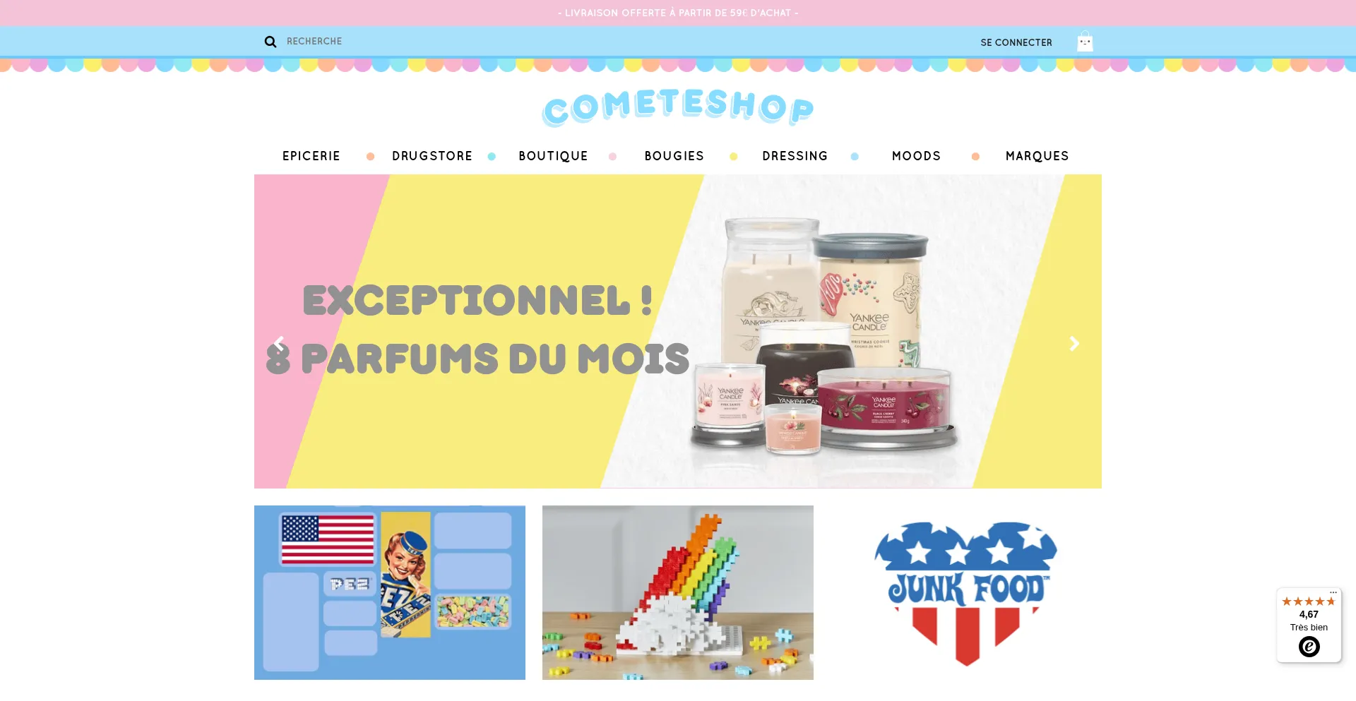 Website screenshot of Cometeshop.com