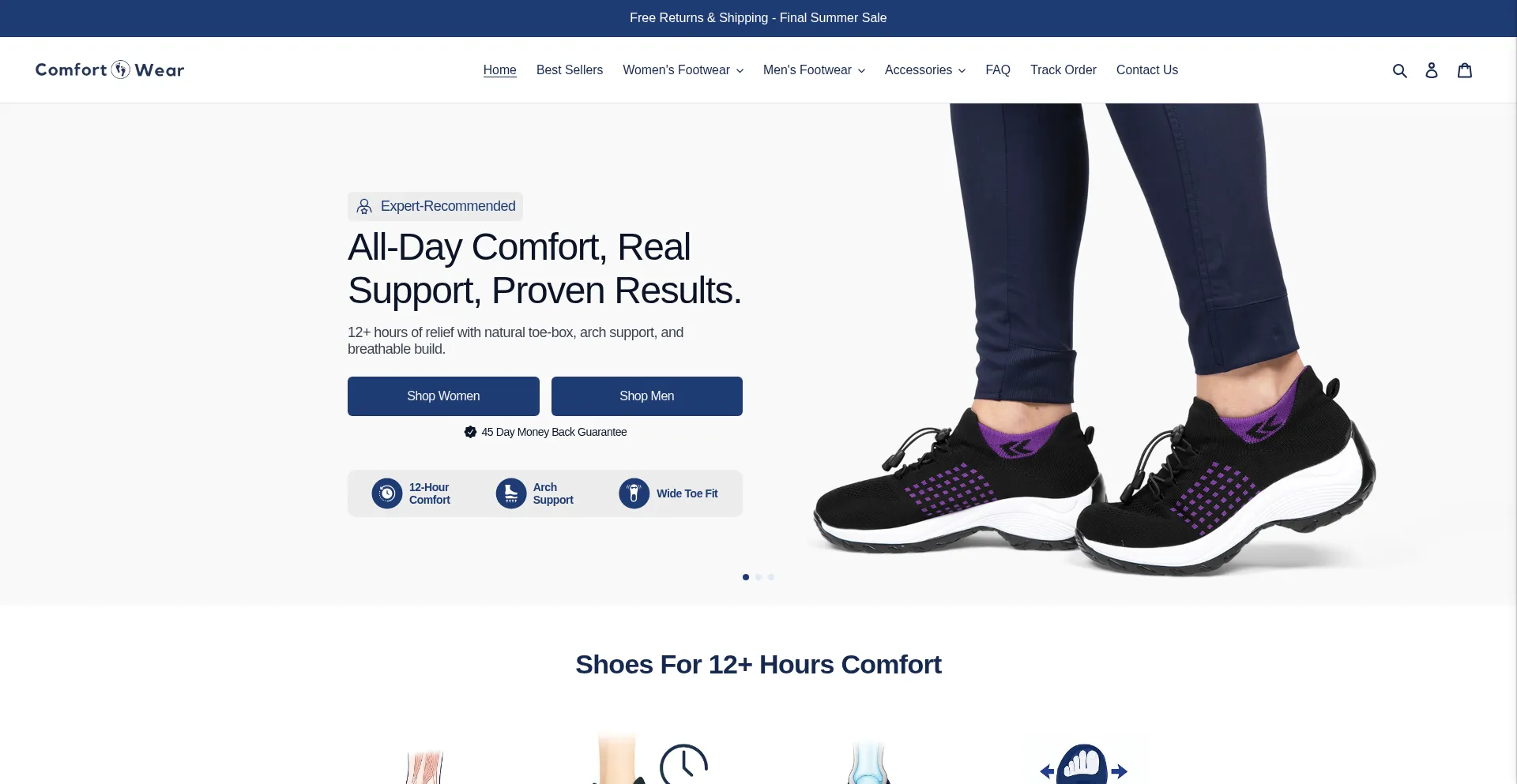 Website screenshot of Comfortorthofootwear.com