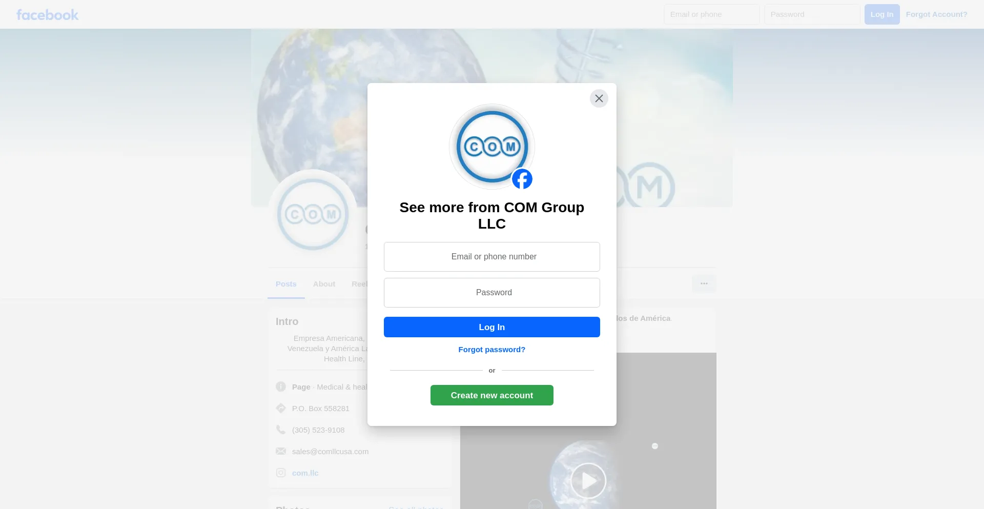 Website screenshot of Comllcusa.com