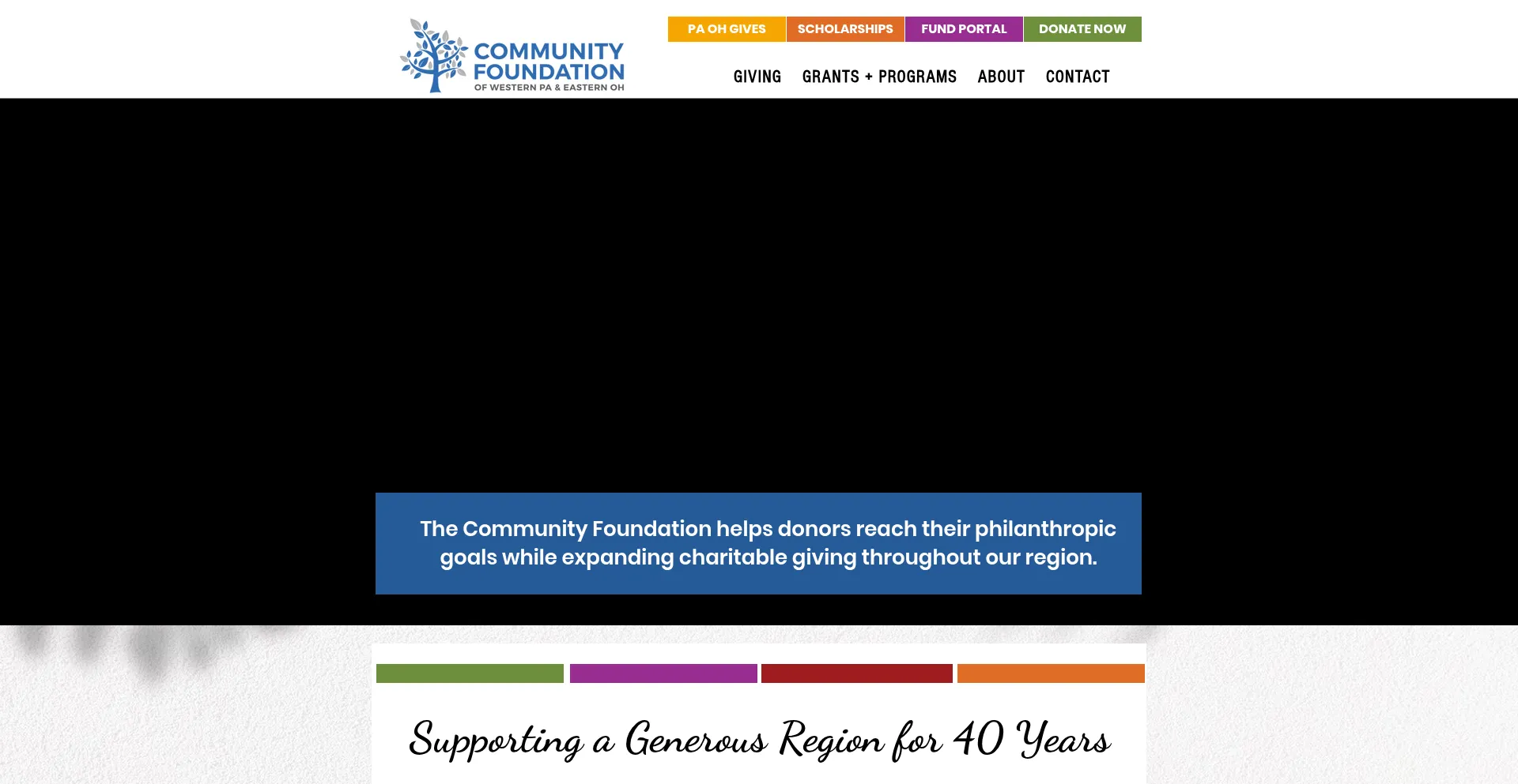 Website screenshot of Comm-foundation.org