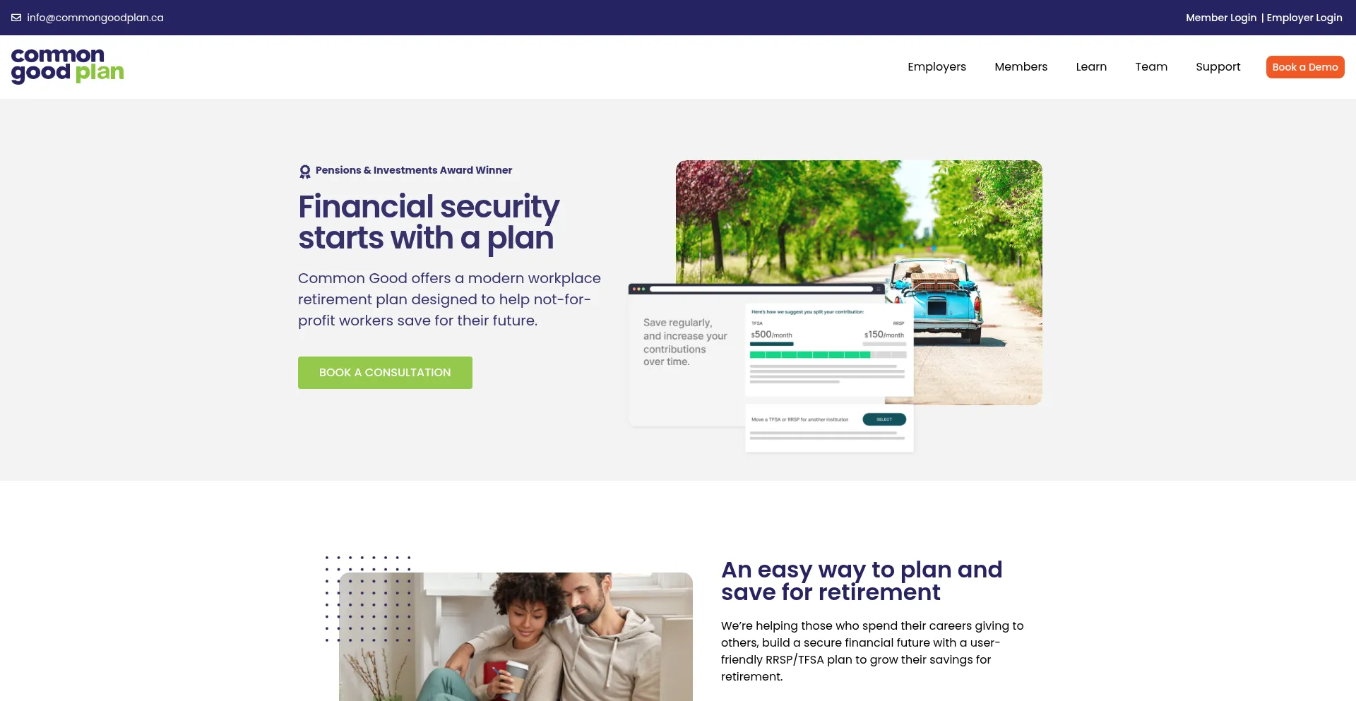 Website screenshot of Commongoodplan.ca