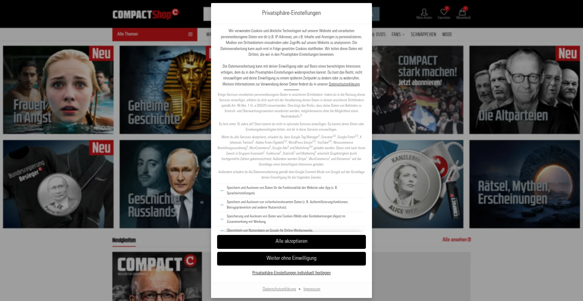 Website screenshot of Compact-shop.de