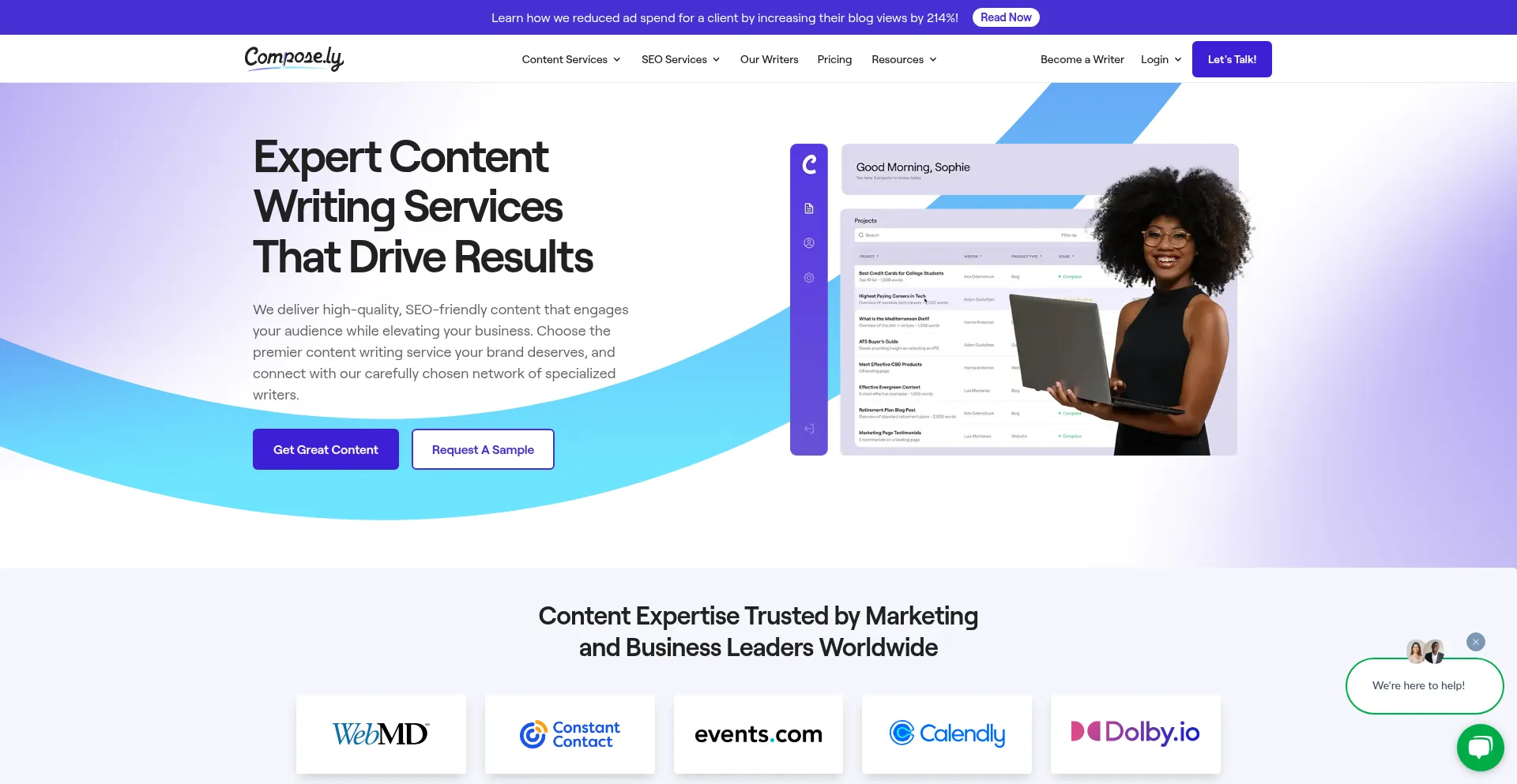 Website screenshot of Composely.com