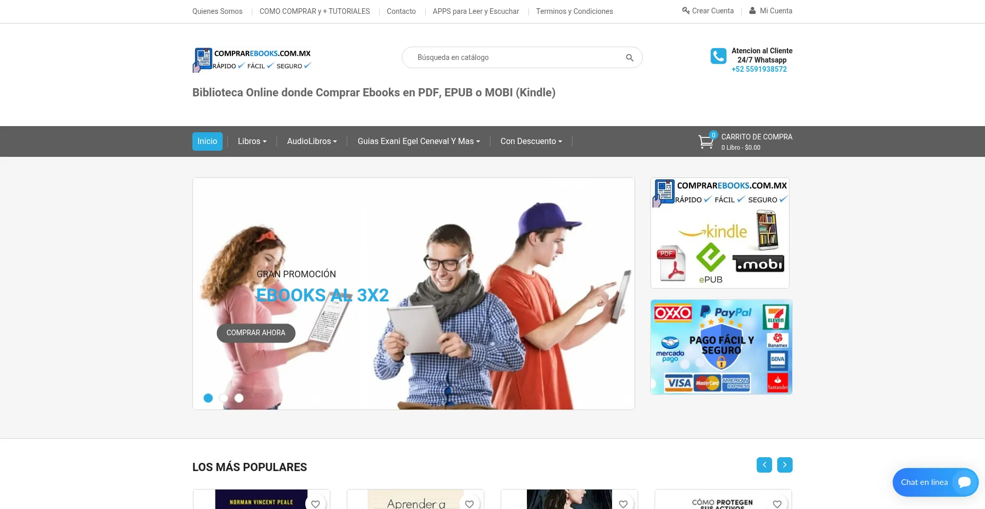 Website screenshot of Comprarebooks.com.mx