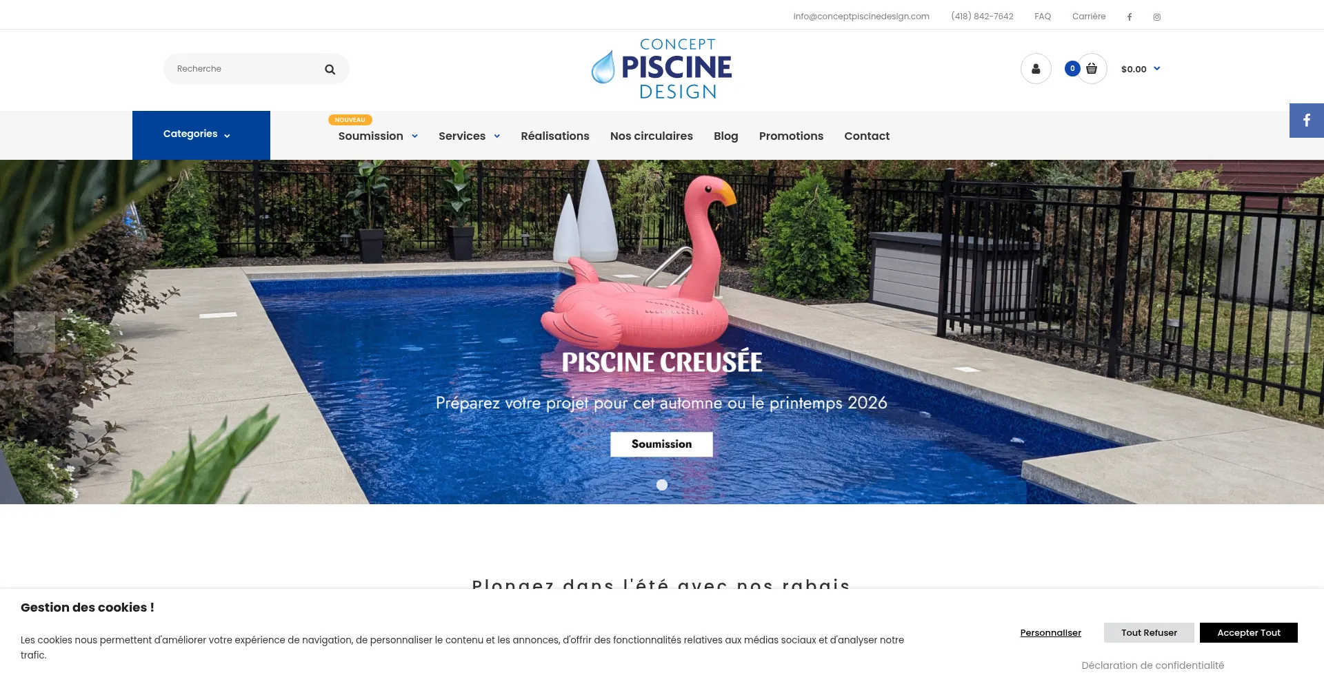 Website screenshot of Conceptpiscinedesign.com