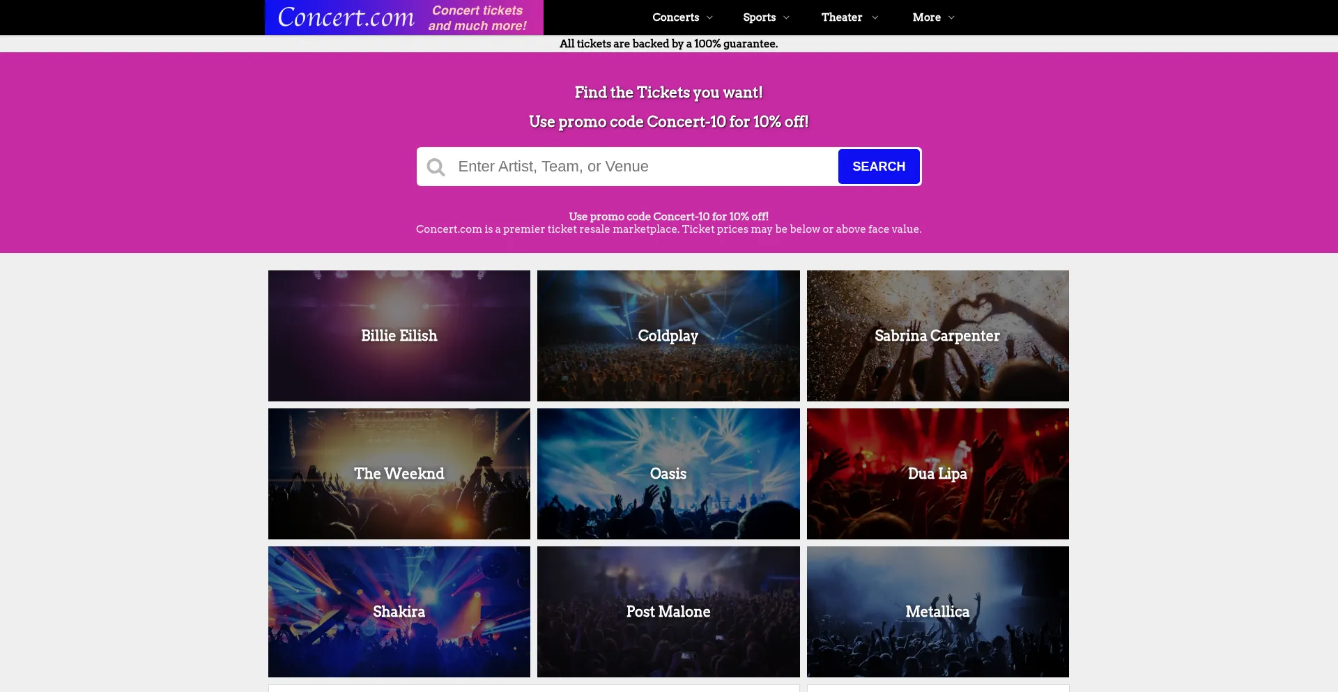 Concert.com Screenshot