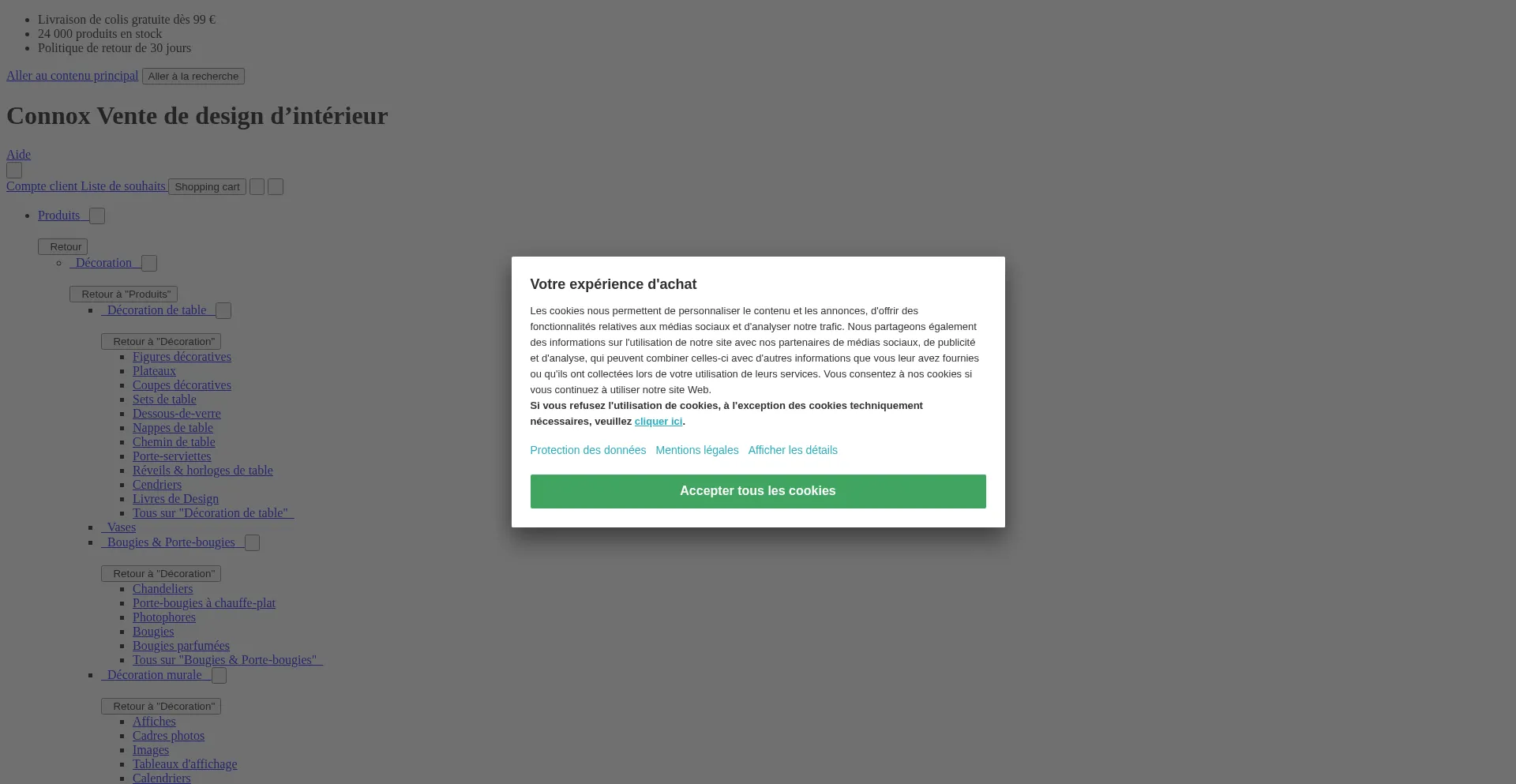 Website screenshot of Connox.fr