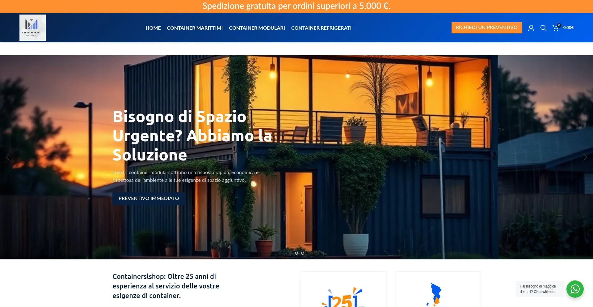 Website screenshot of Containerslshop.com