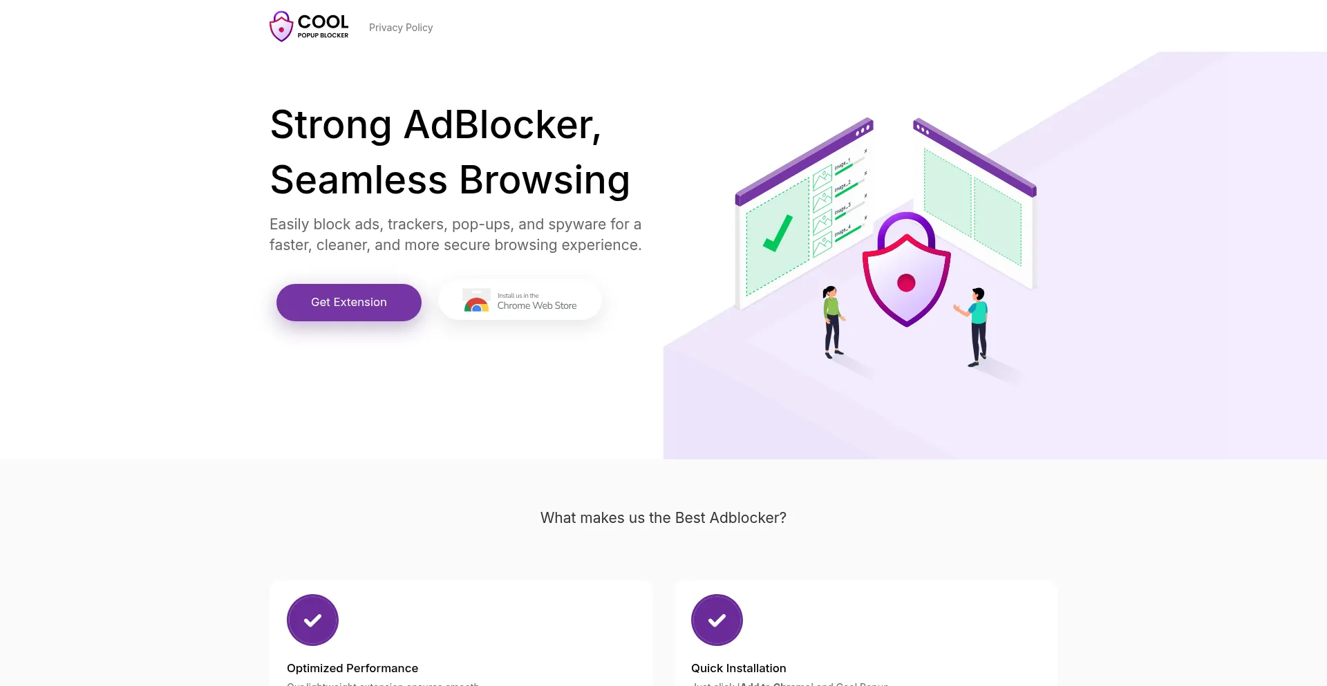 Website screenshot of Cooladblocker.com