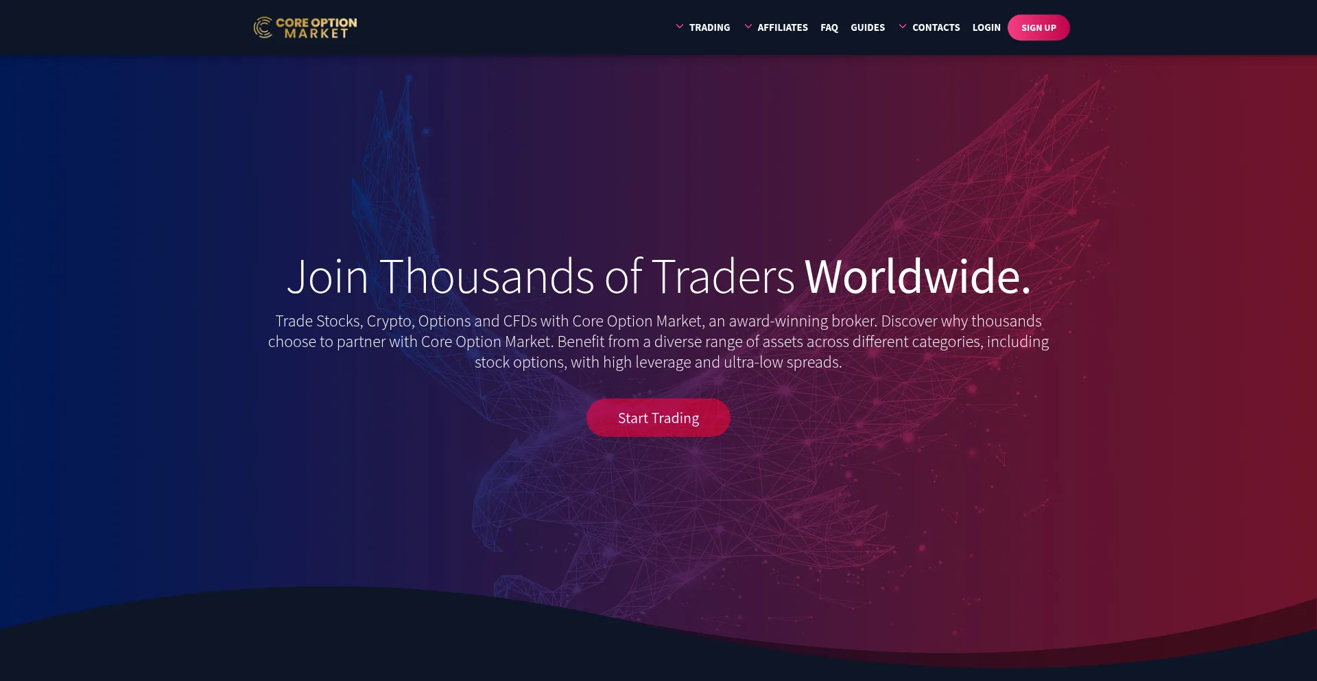 Website screenshot of Coreoptionmarket.com