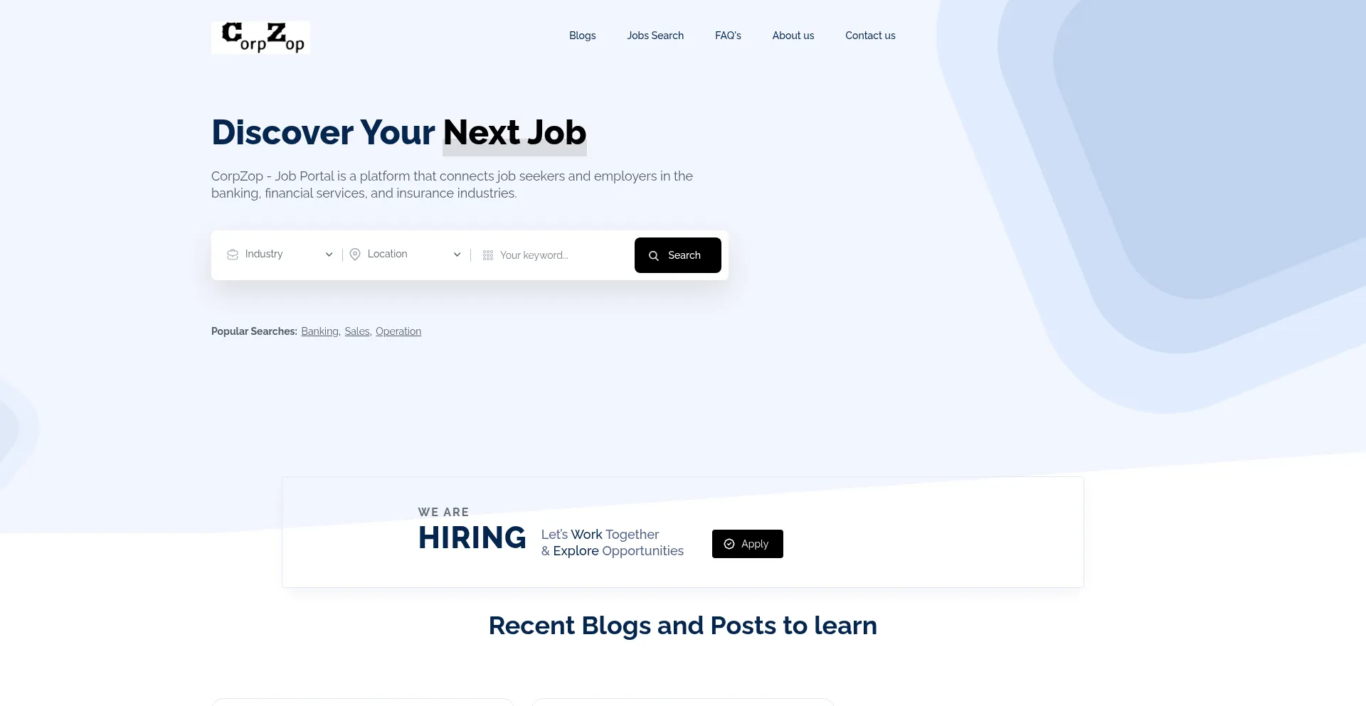 Website screenshot of Corpzop.com