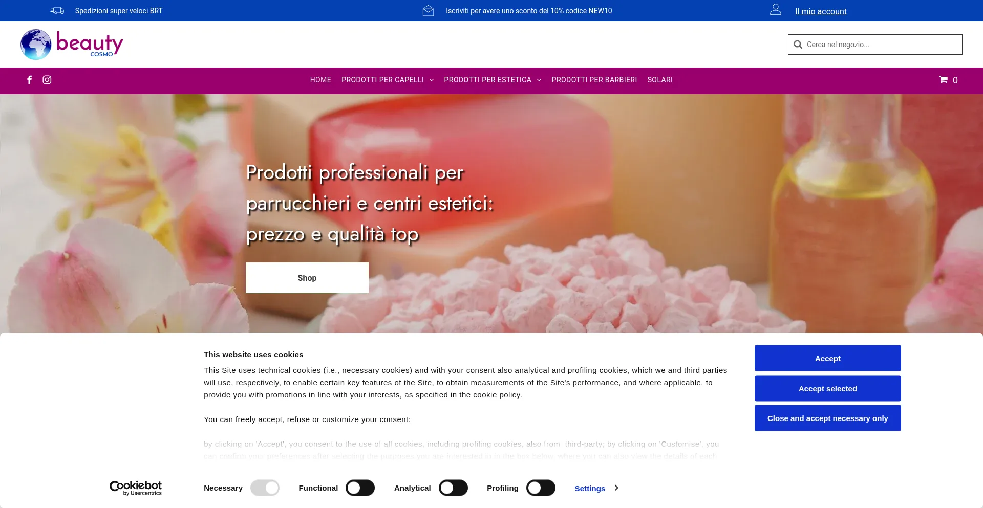 Website screenshot of Cosmoprodotti.com