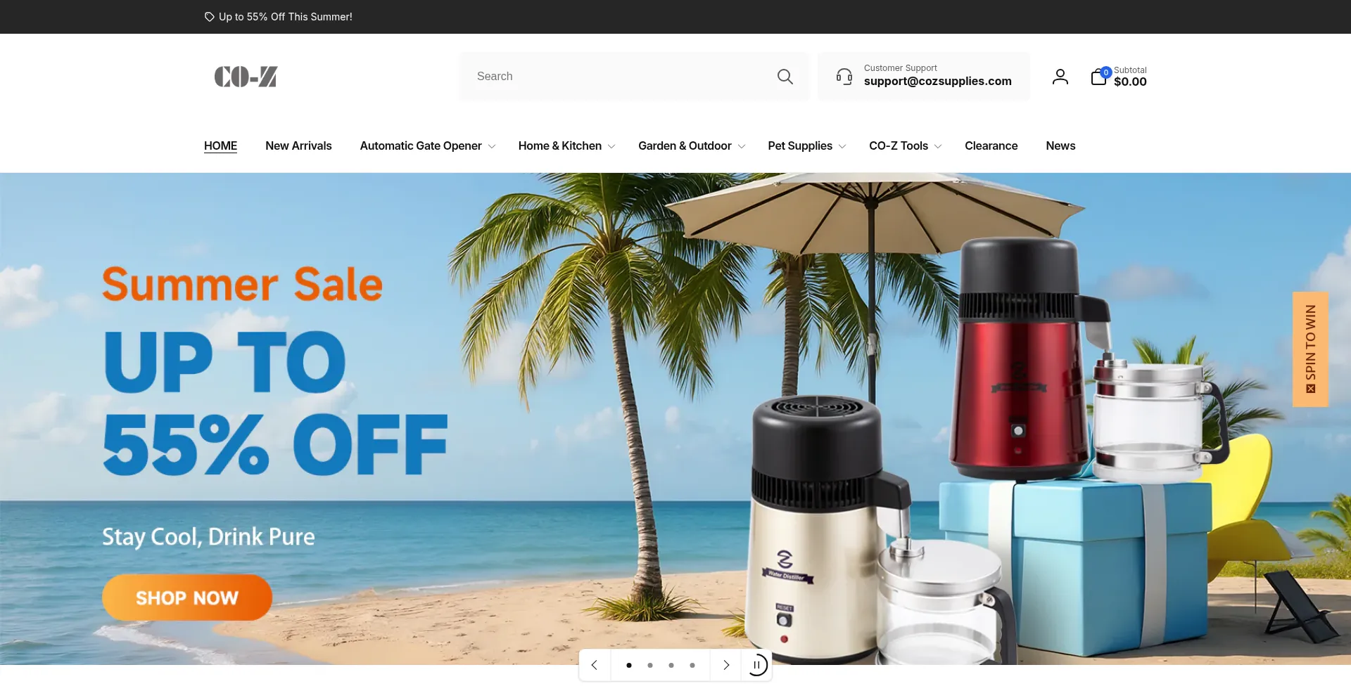 Website screenshot of Cozsupplies.com