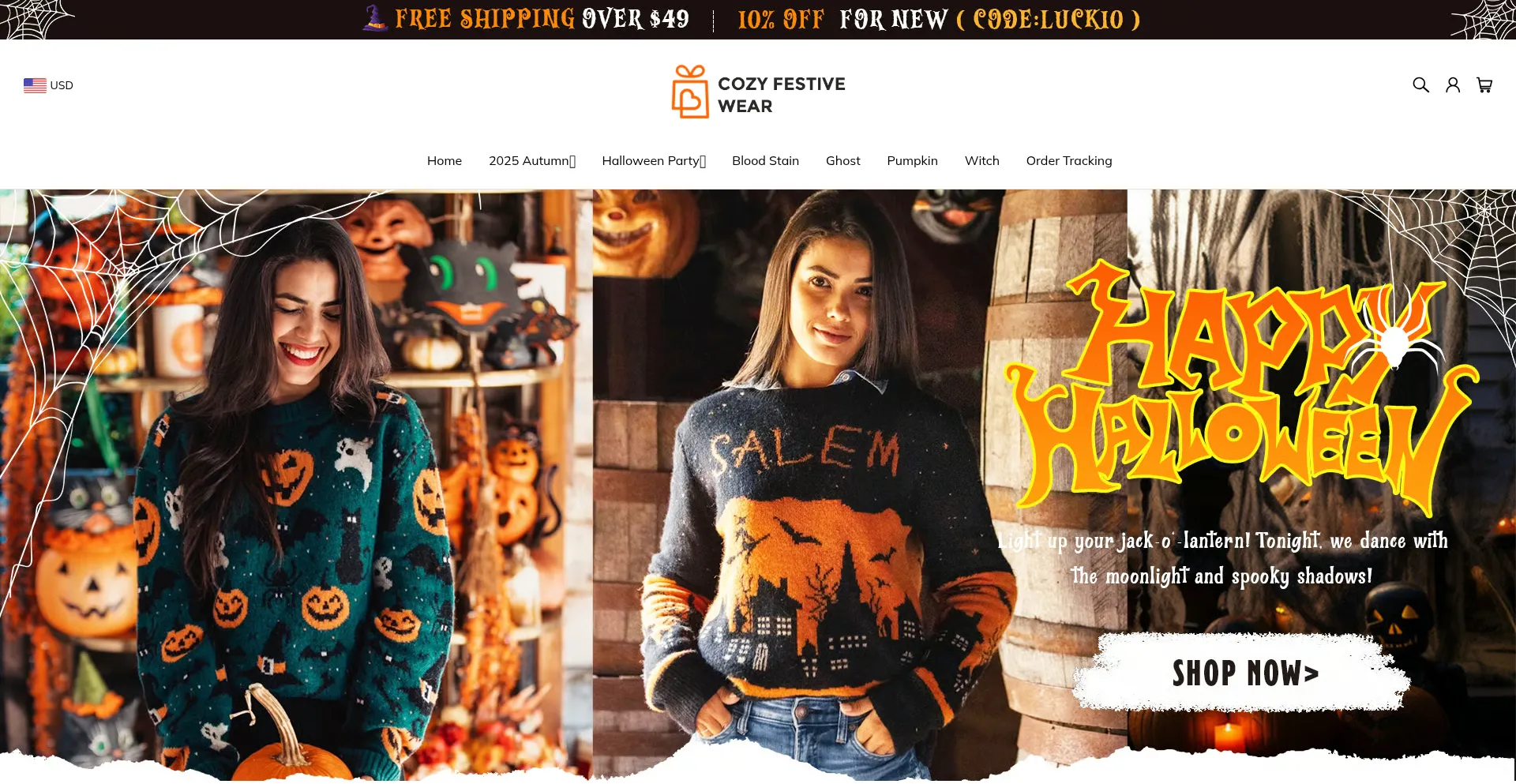 Website screenshot of Cozyfestivewear.com