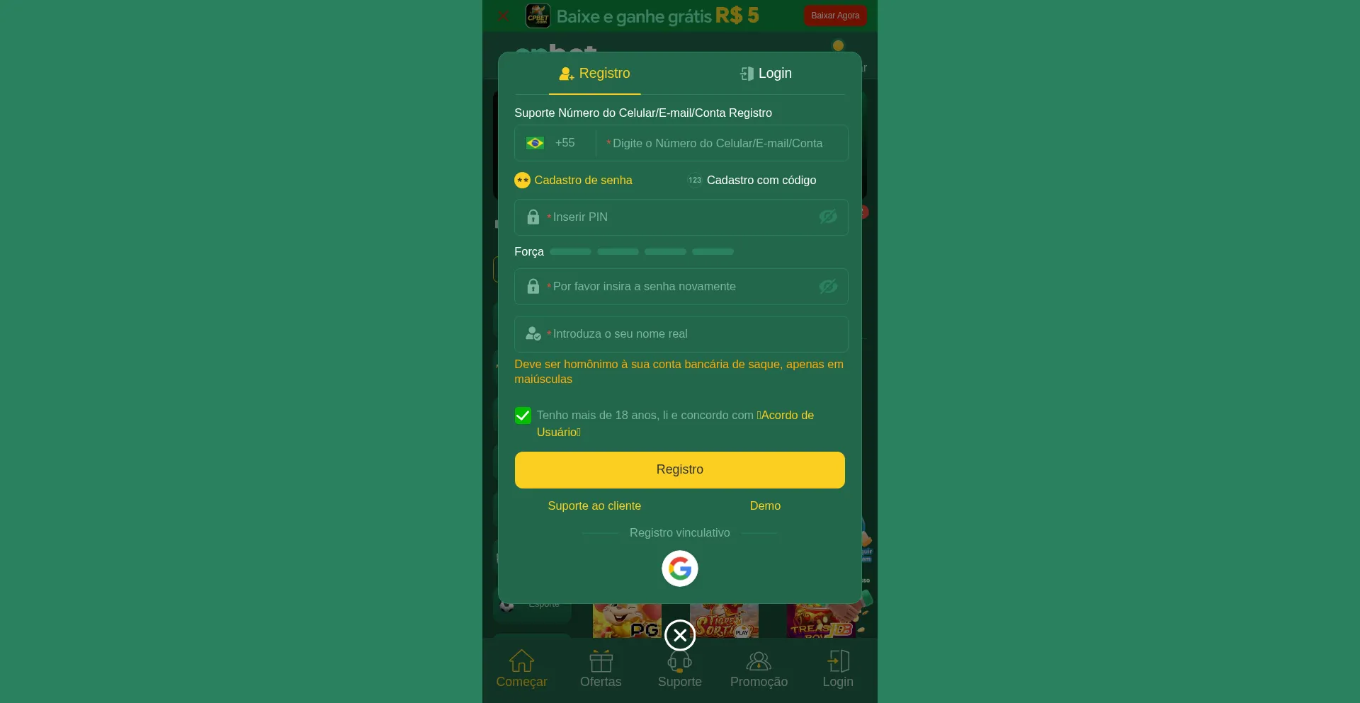 Website screenshot of Cpbet.com