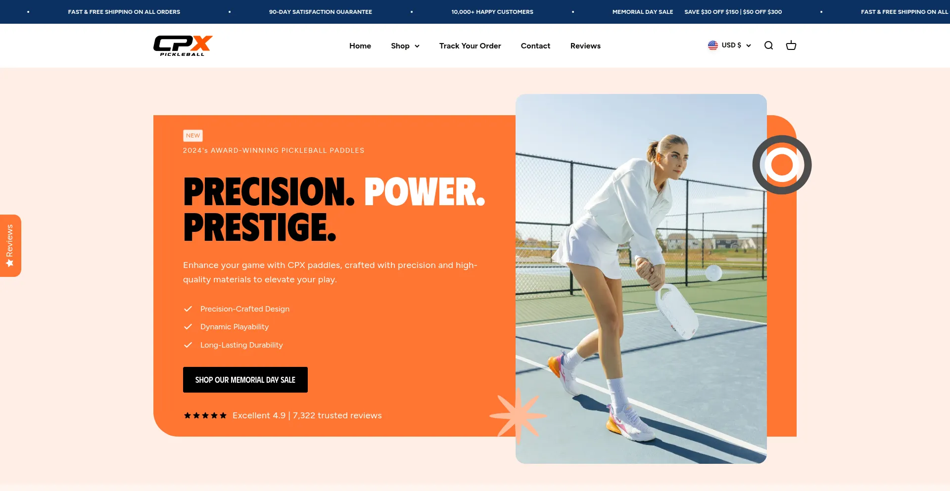 Website screenshot of Cpxpickleball.com