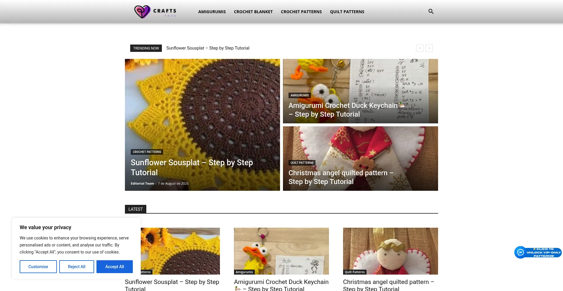 Website screenshot of Craftsforlove.com