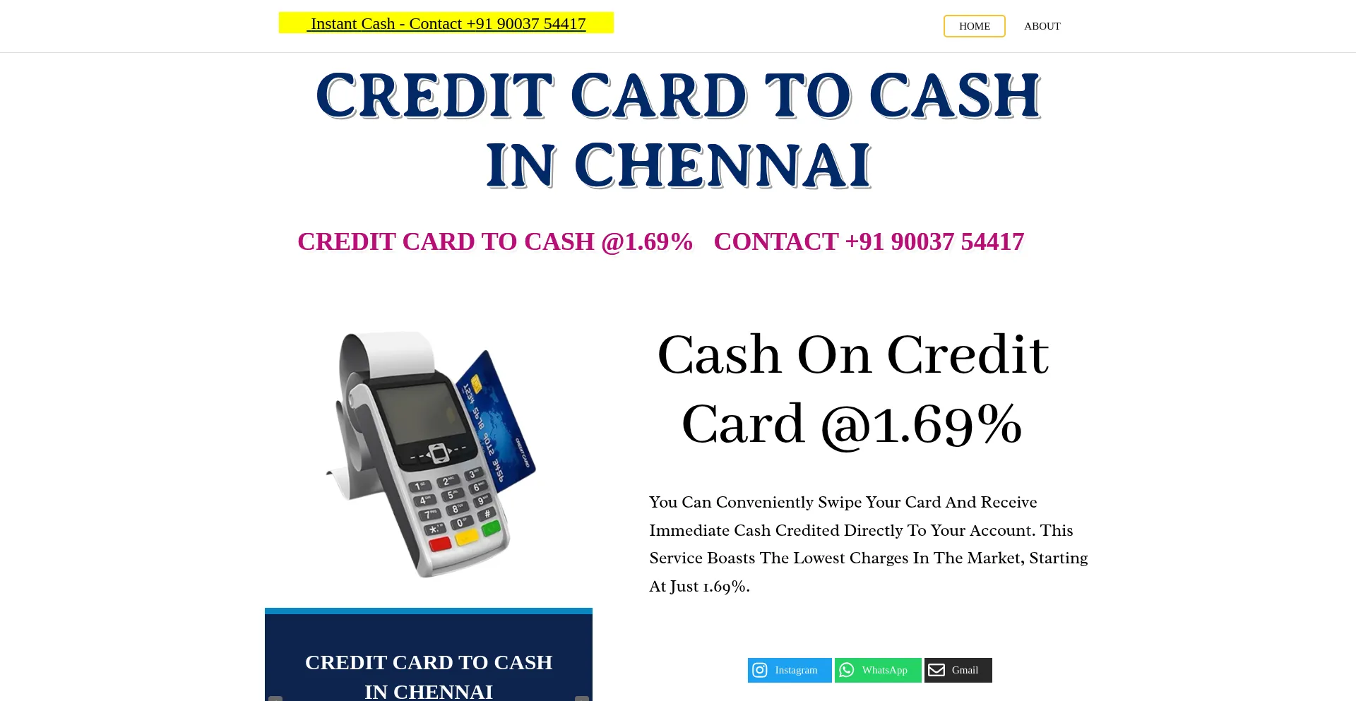 Website screenshot of Creditcardcashinchennai.com