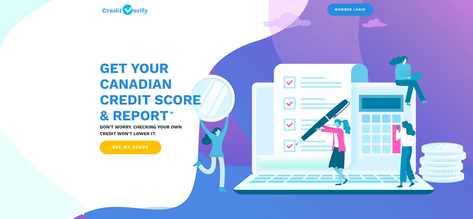 Website screenshot of Creditverify.ca