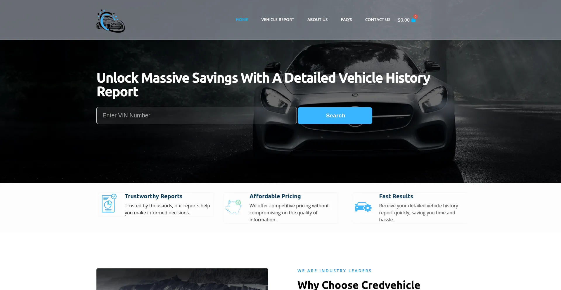 Website screenshot of Credvehicle.com