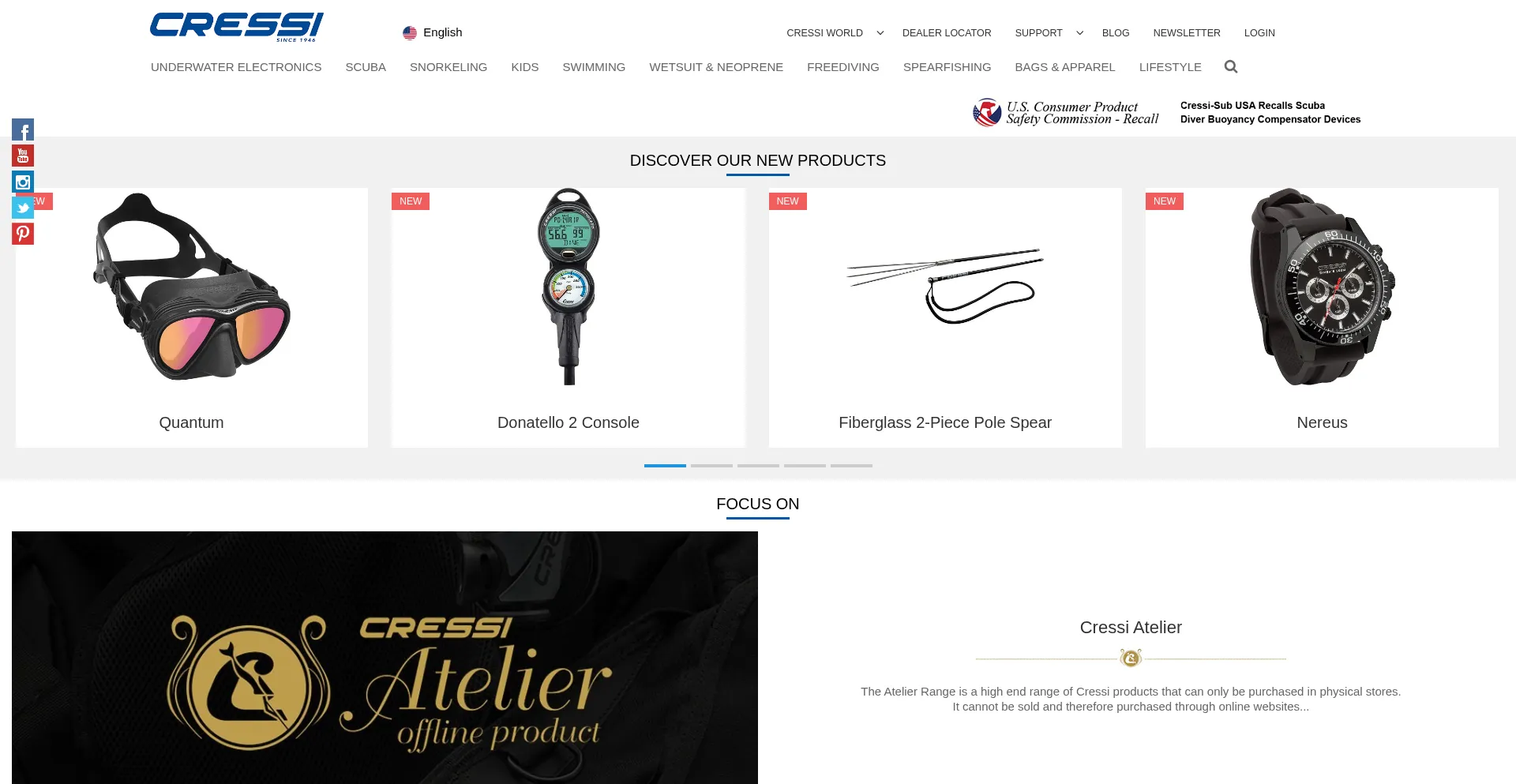 Website screenshot of Cressiusa.com