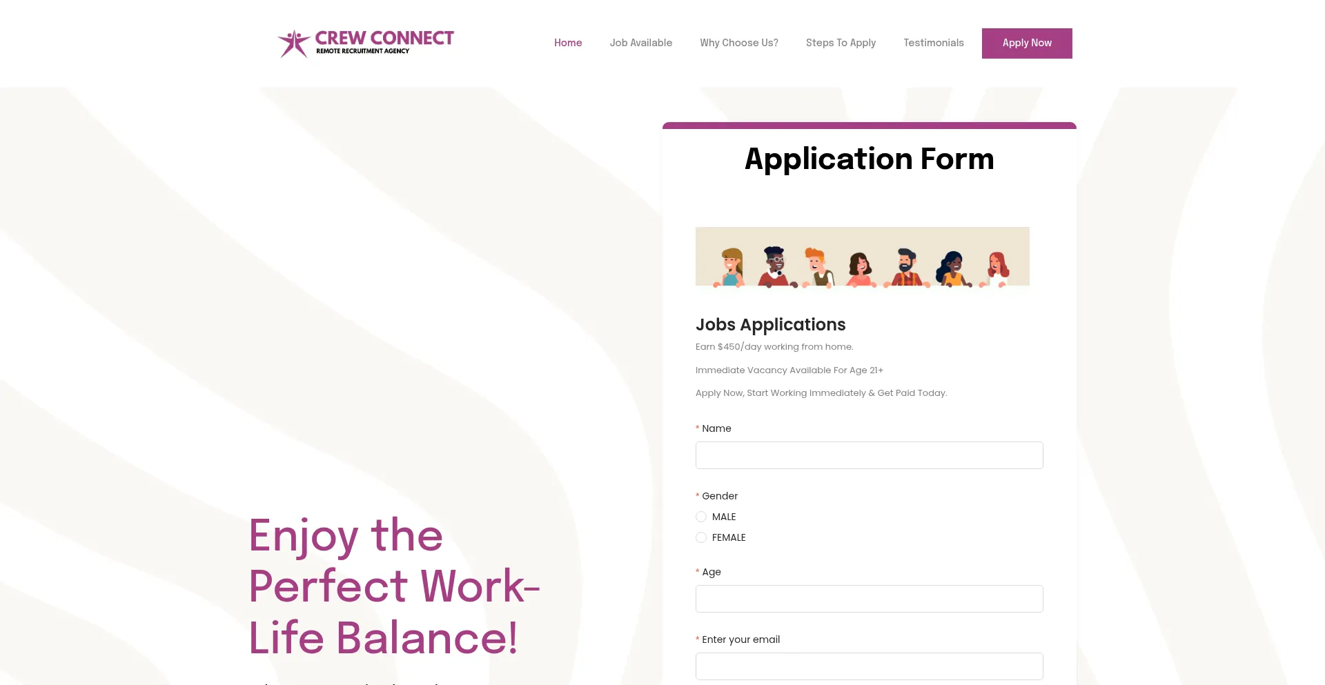 Website screenshot of Crewconnect-online.com