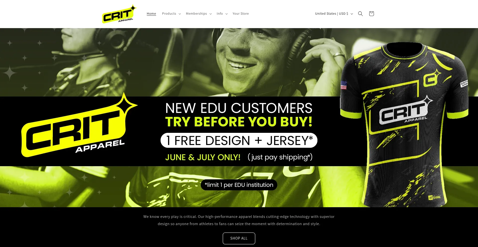 Website screenshot of Critapparel.com