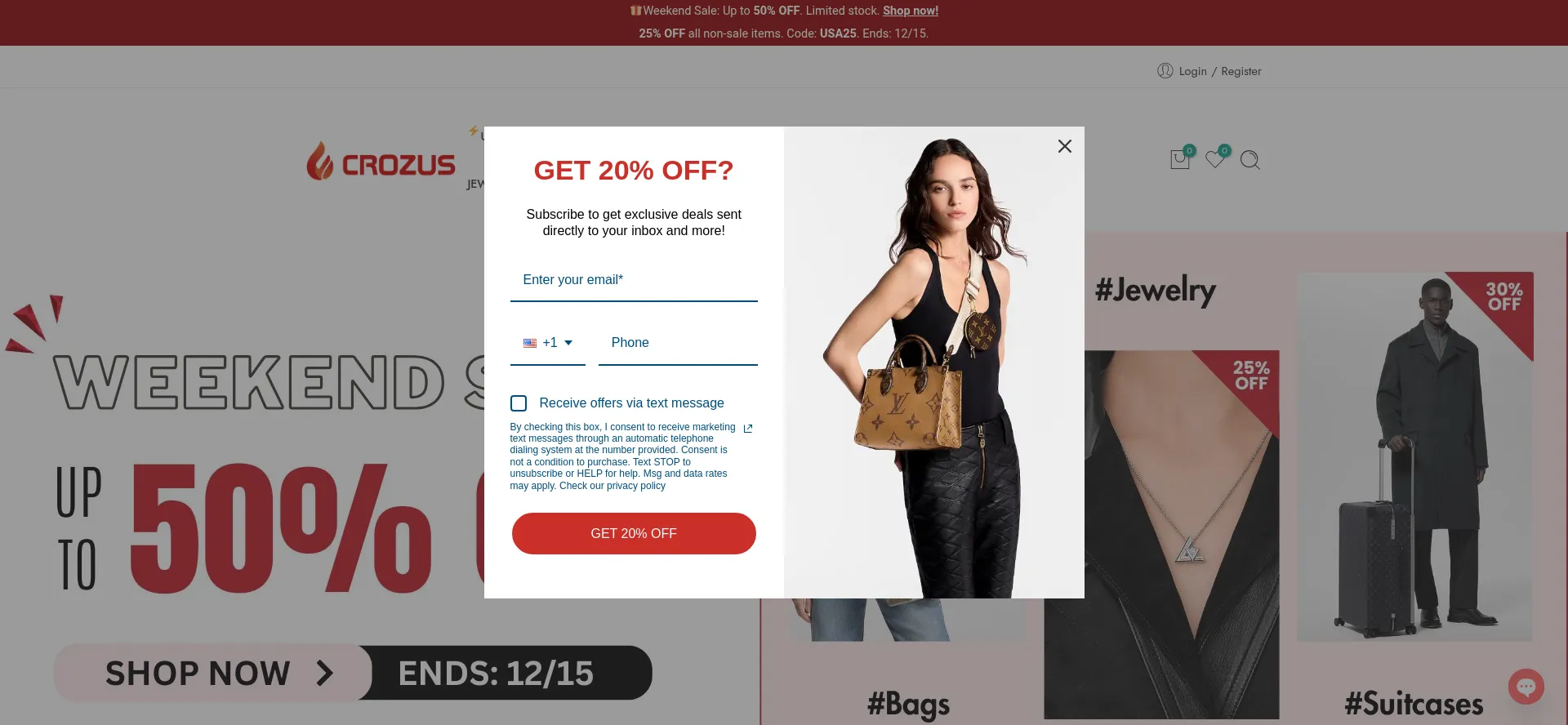 Website screenshot of Crozus.com
