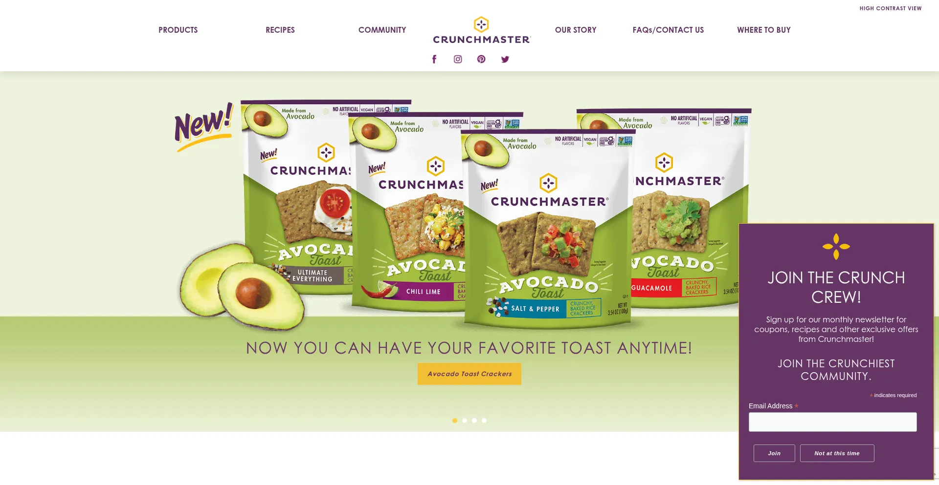 Website screenshot of Crunchmaster.com