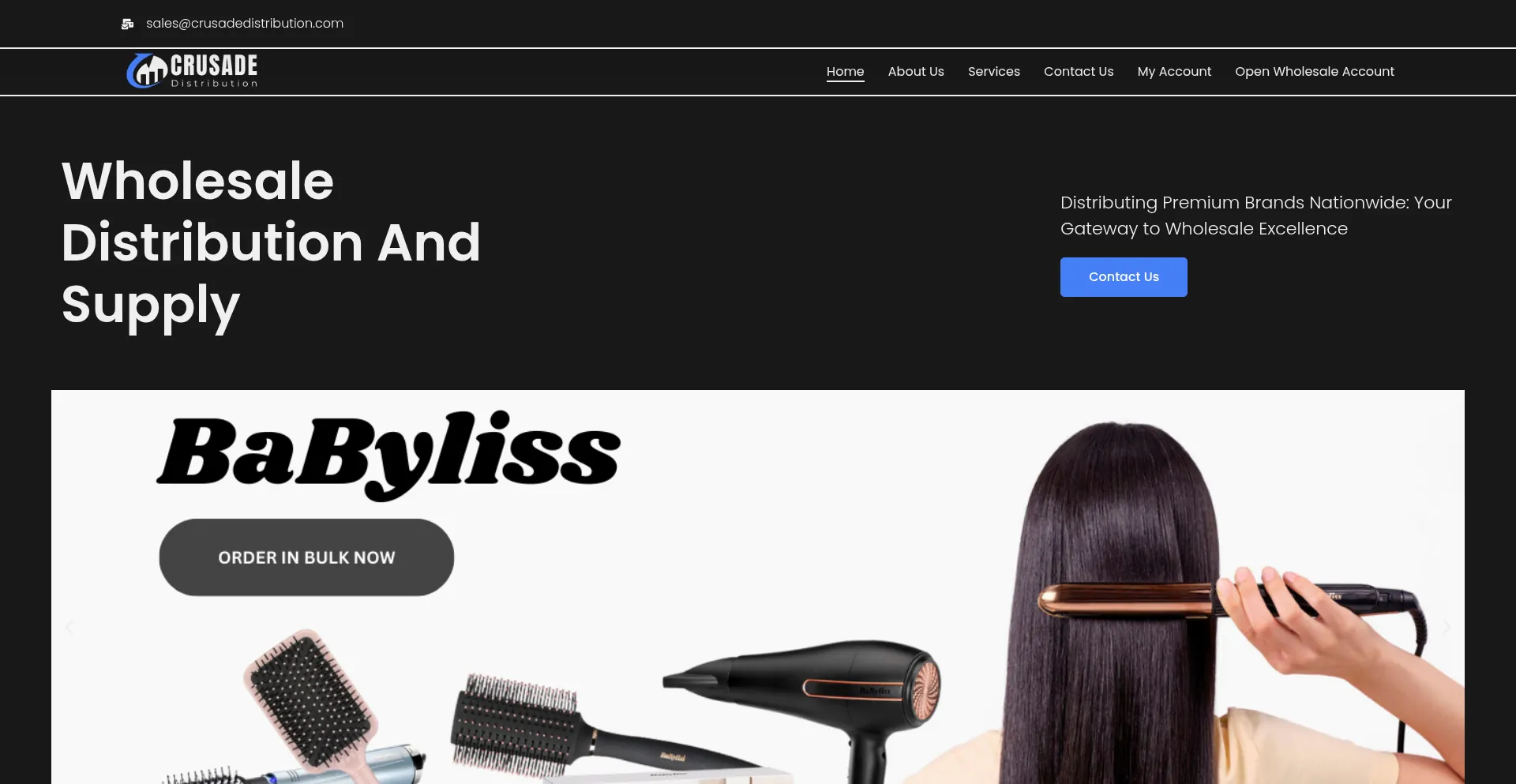 Website screenshot of Crusadedistribution.com