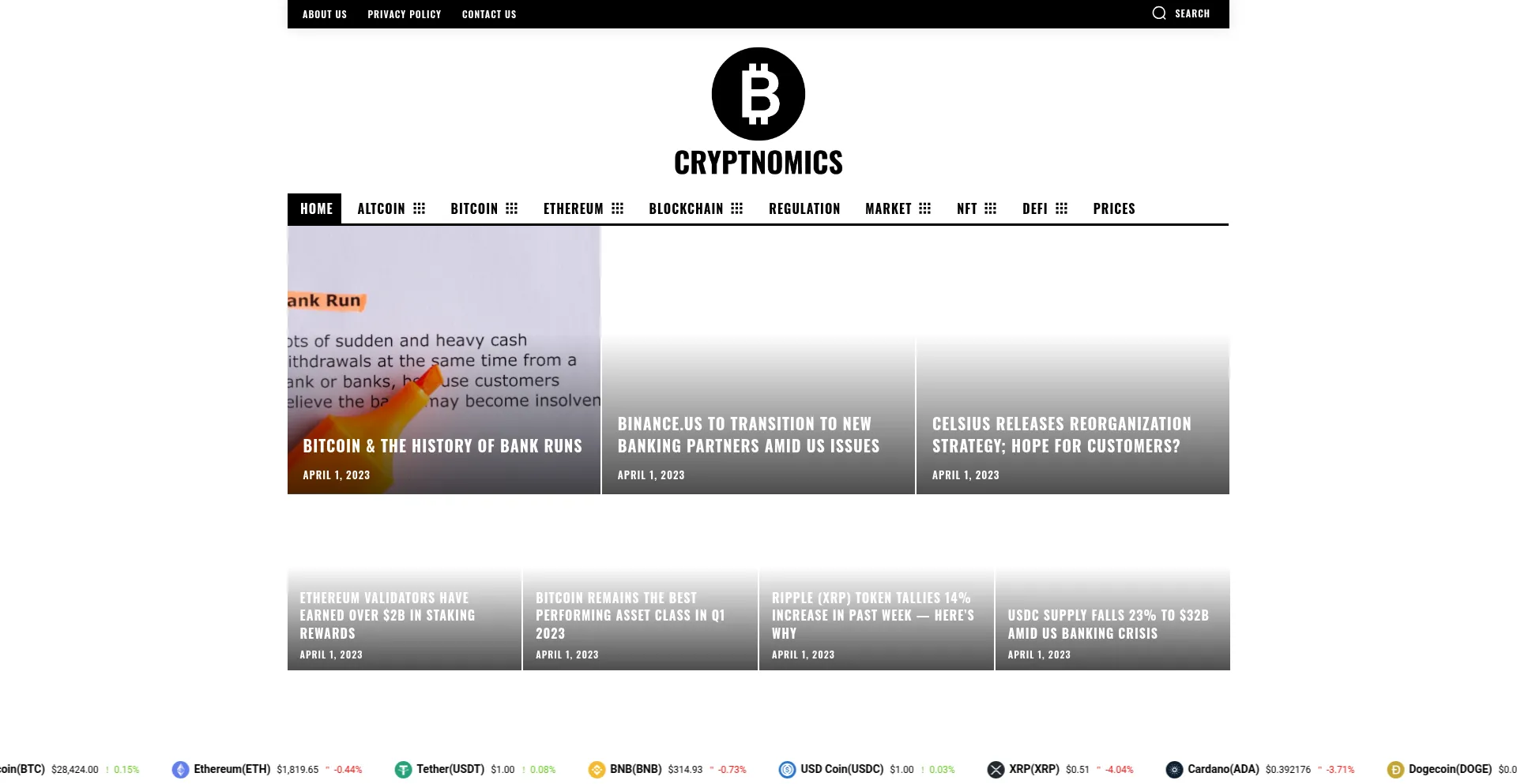 Website screenshot of Cryptnomics.org