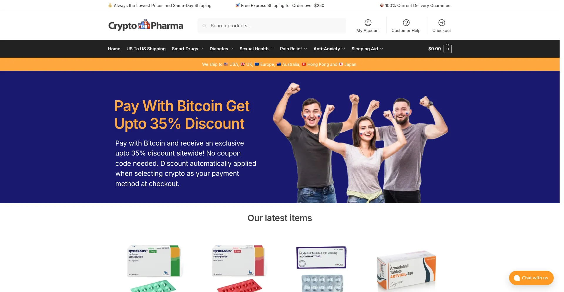 Website screenshot of Crypto-pharma.com