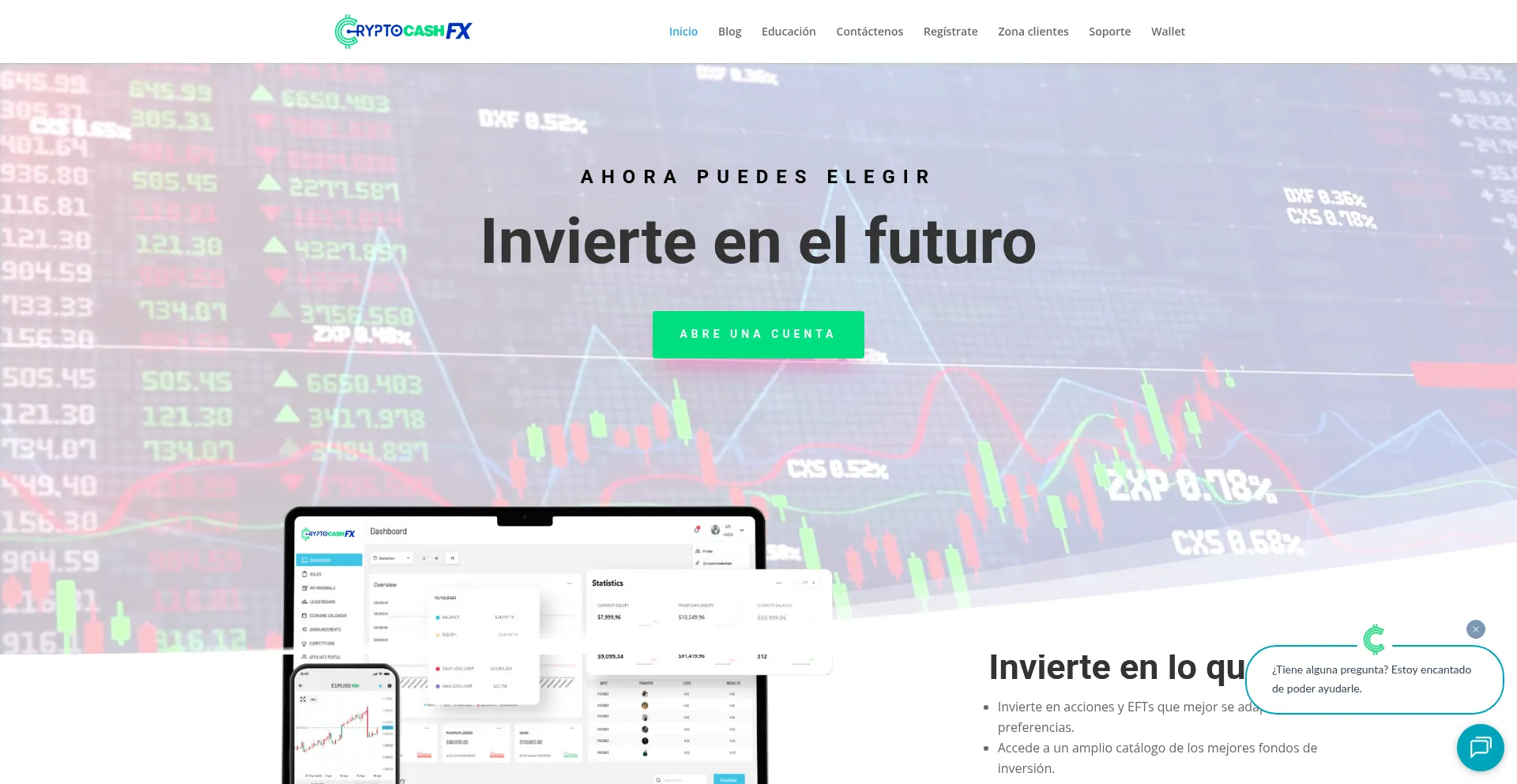 Website screenshot of Cryptocashfx.com