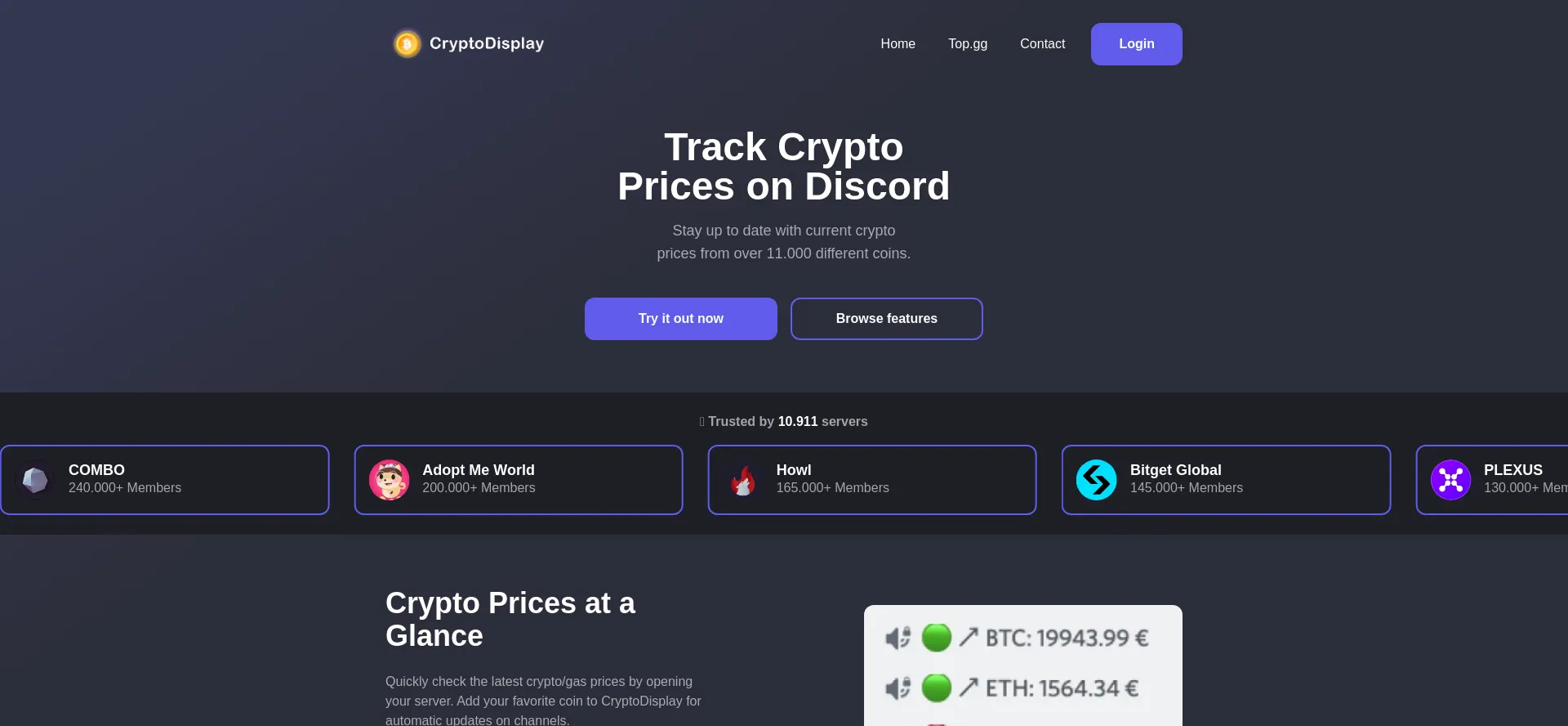 Website screenshot of Cryptodisplay.net