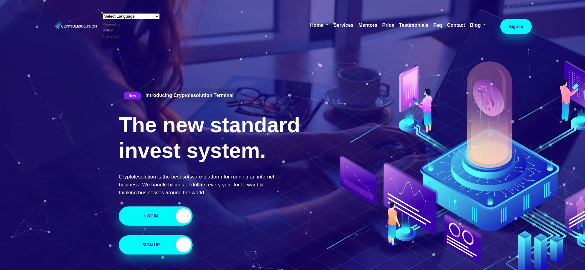 Website screenshot of Cryptolesolution.org