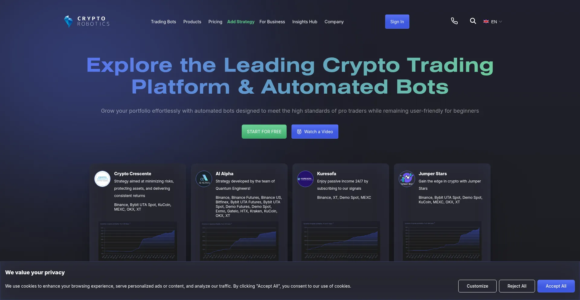 Website screenshot of Cryptorobotics.co