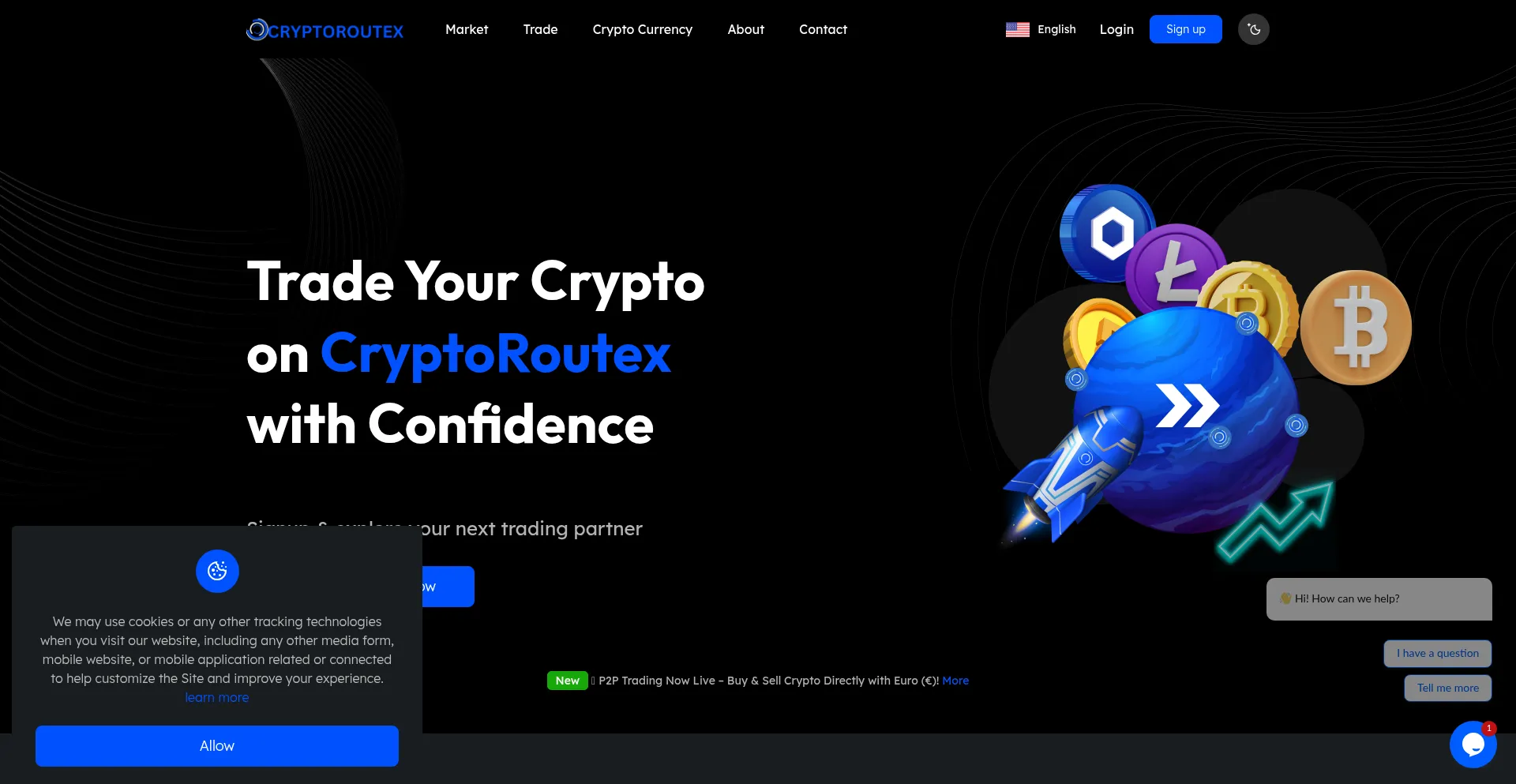 Website screenshot of Cryptoroutex.com