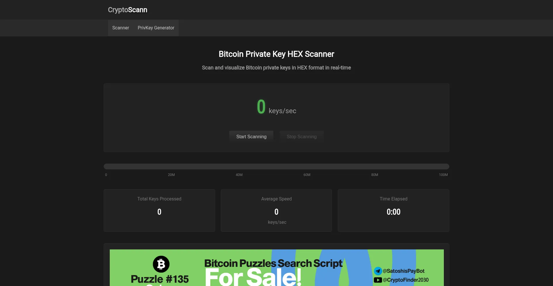 Website screenshot of Cryptoscann.com
